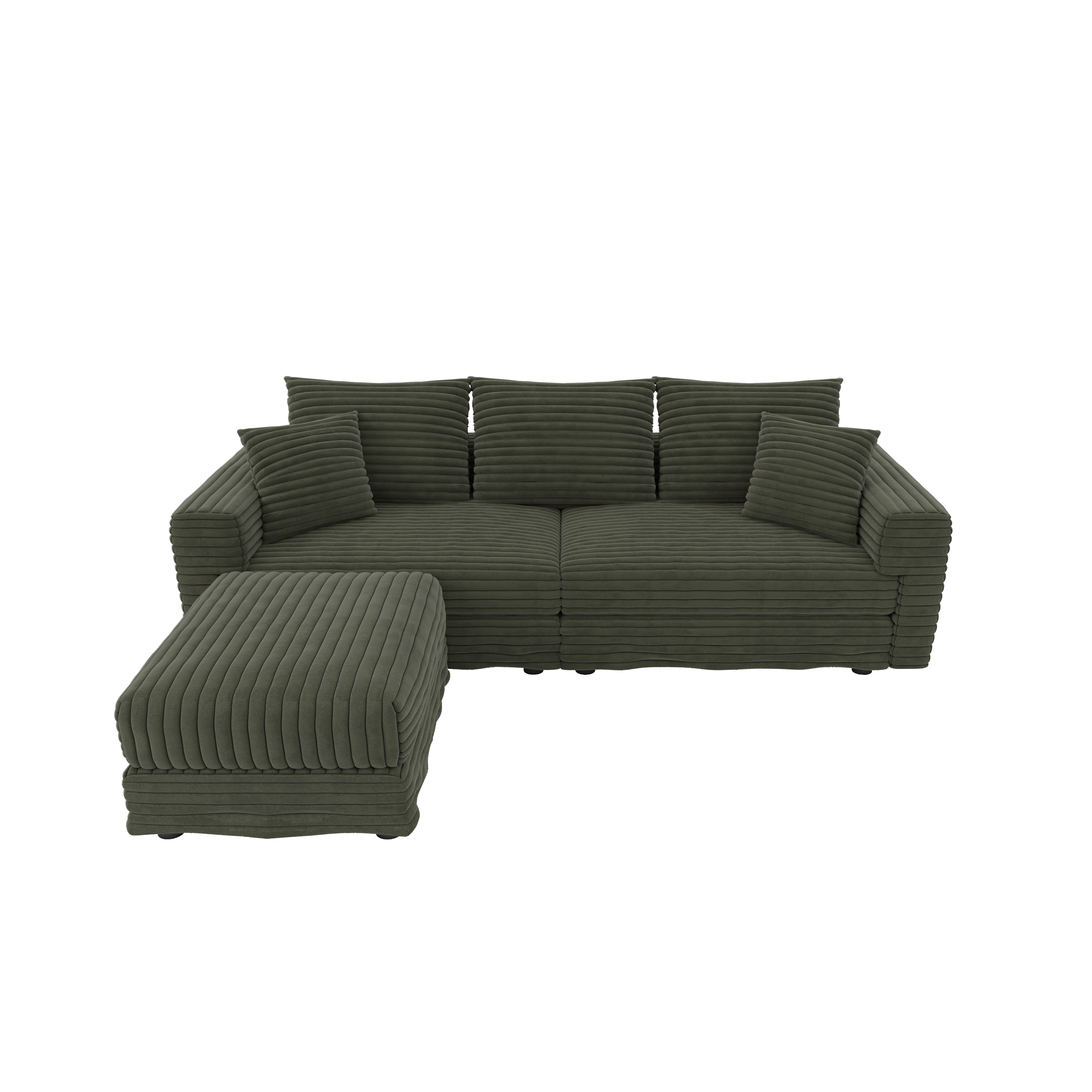 Norwalk 83" Modular Plush Corduroy L-Shaped Sectional Sofa with Movable Ottoman
