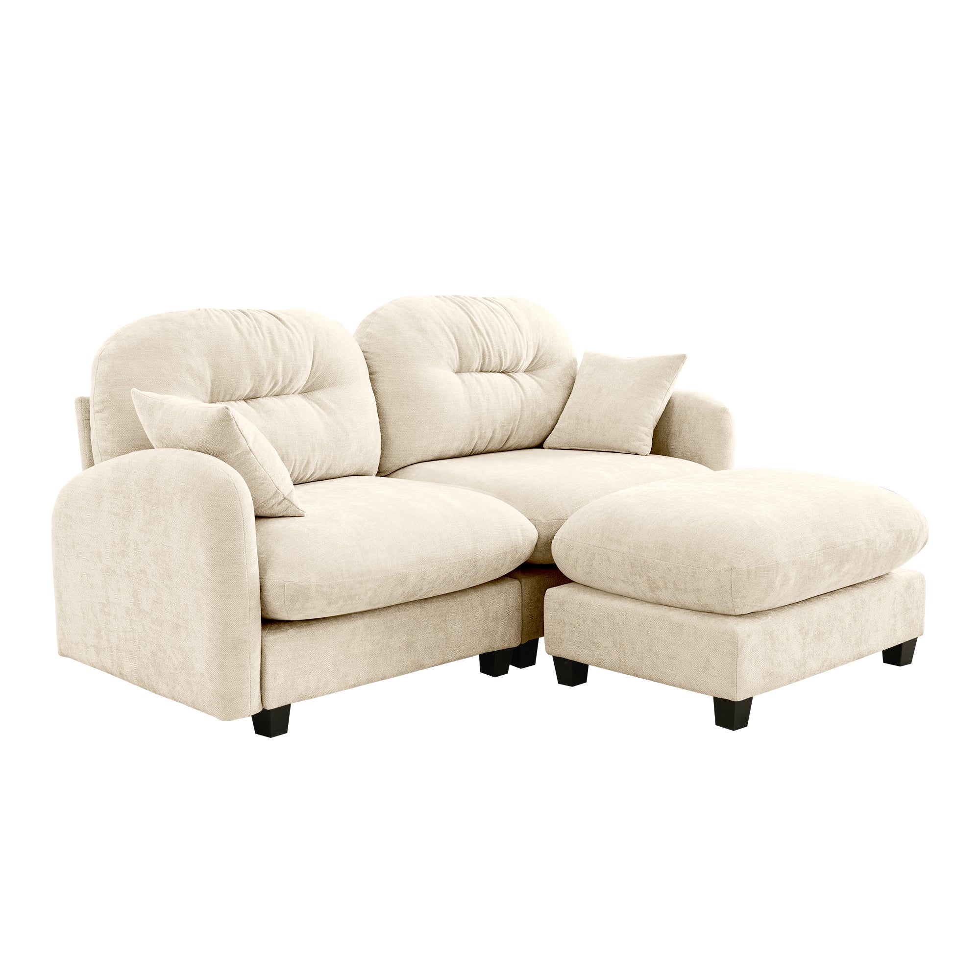 Roselyn 74" Modular Chenille Cloud L-Shaped Sectional Sofa with Ottoman
