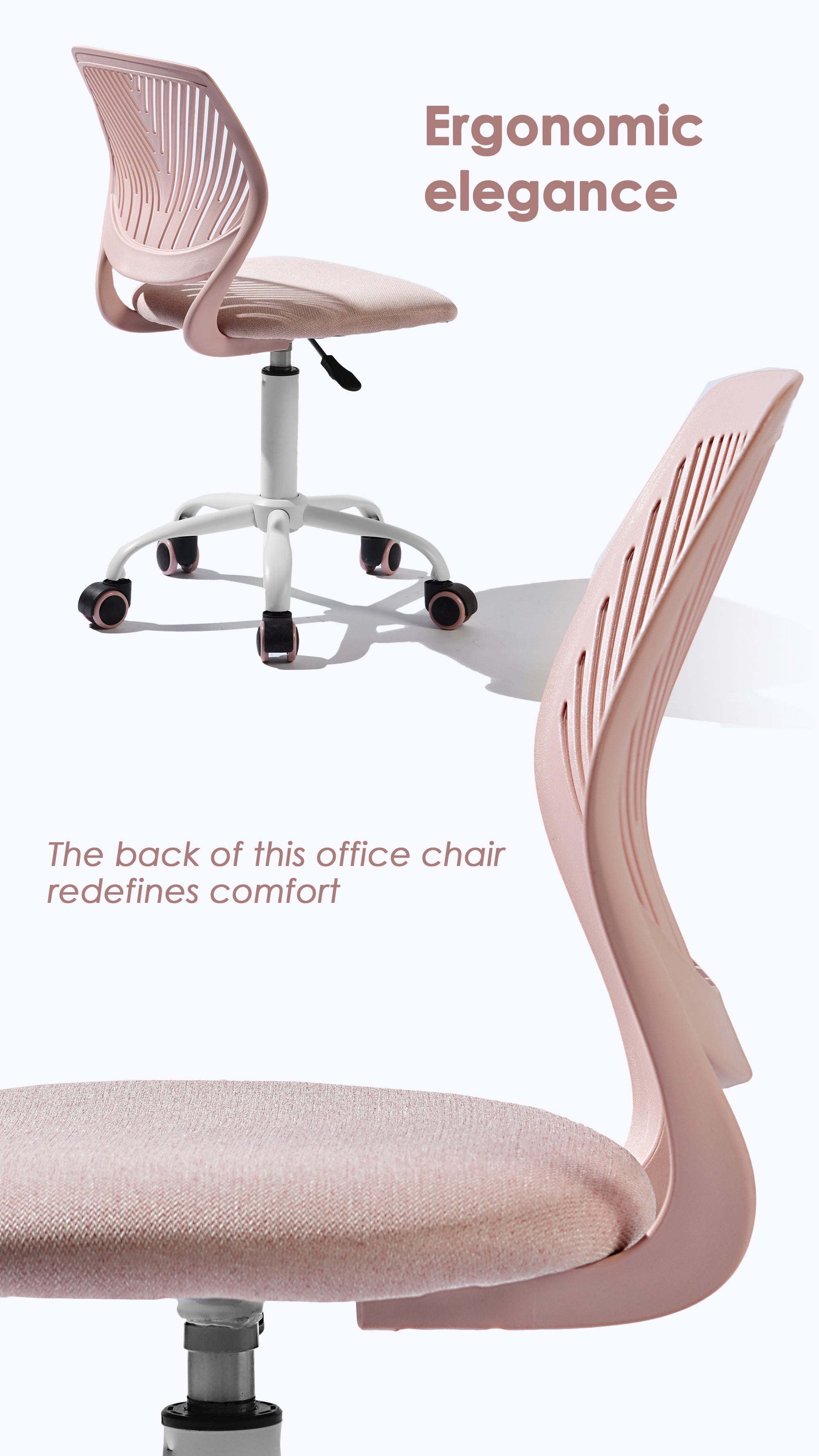 Homy Casa Carnation Morandi Pink Fabric Desk Chair