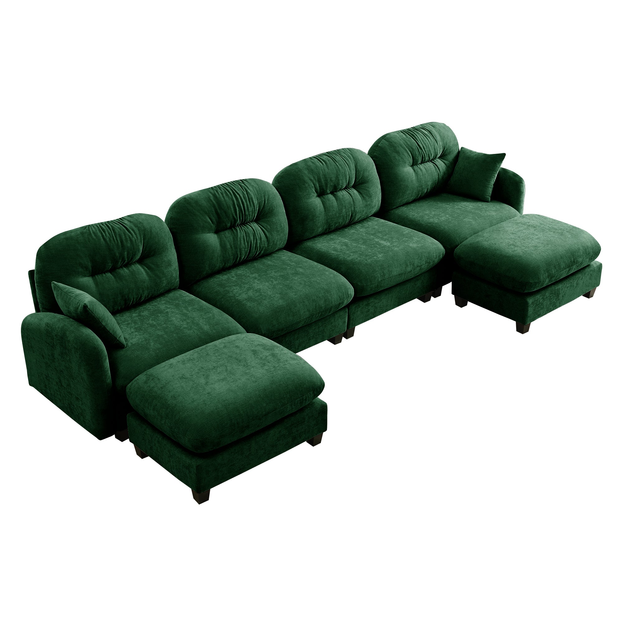 Roselyn 140" Modular Chenille U-Shaped Sectional Sofa with Ottoman and Tufted Cushion Backrest