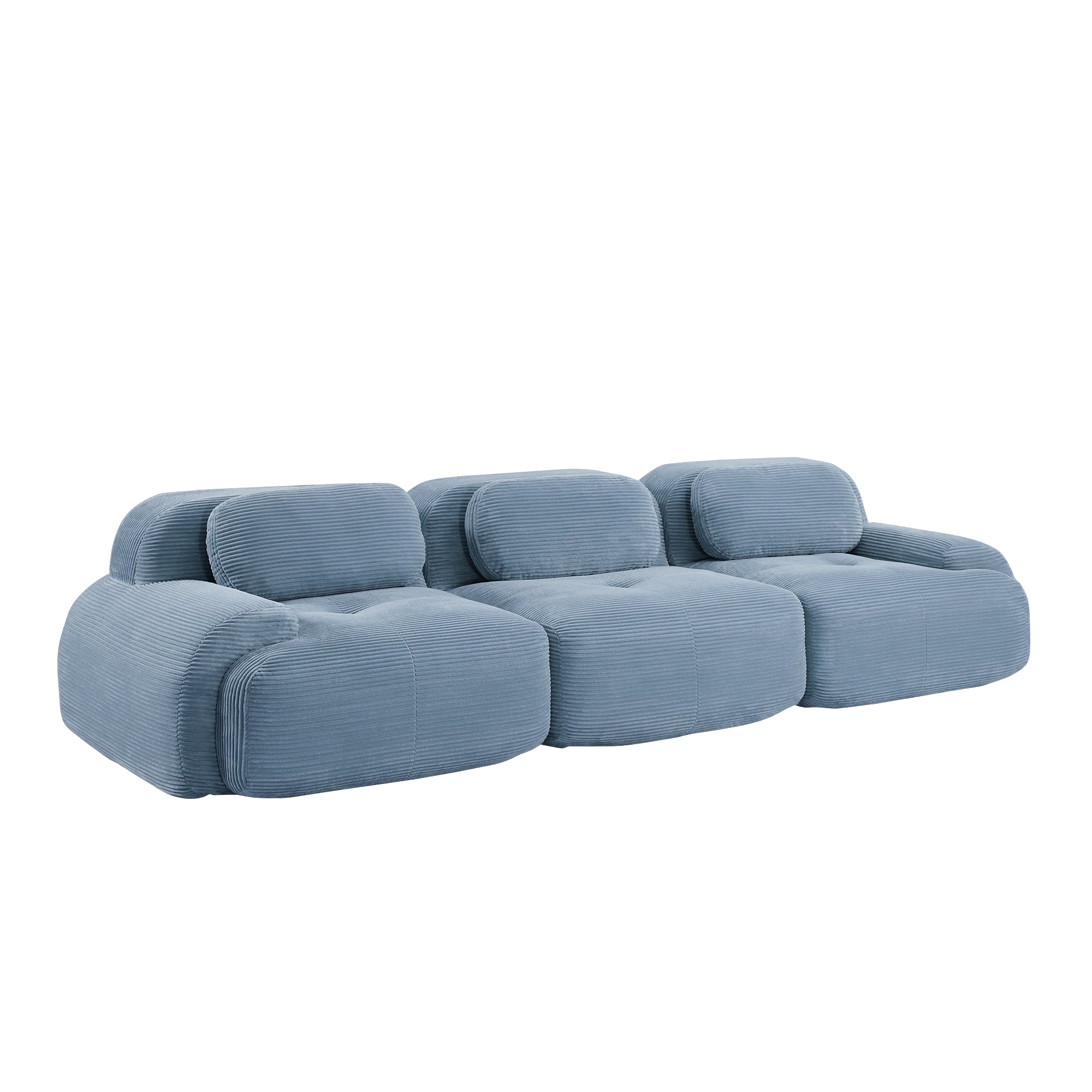 Anchorage 116" Modular Corduroy 3-Seater Sofa with Curved Armrest