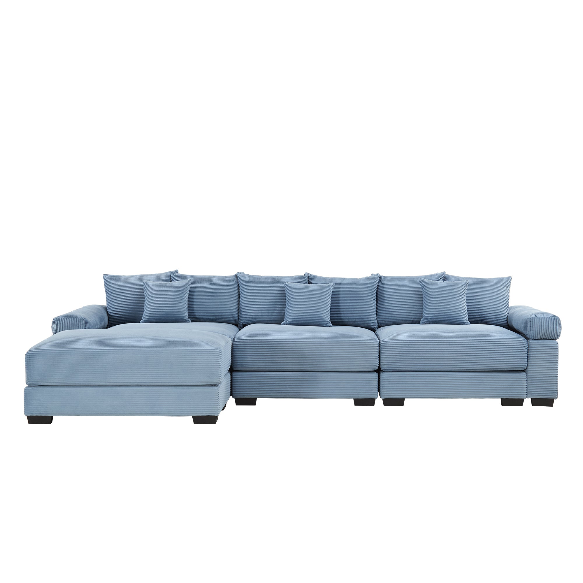 Albany 130" Modular Corduroy Oversized Cloud L-Shaped Sectional Sofa with Ottoman