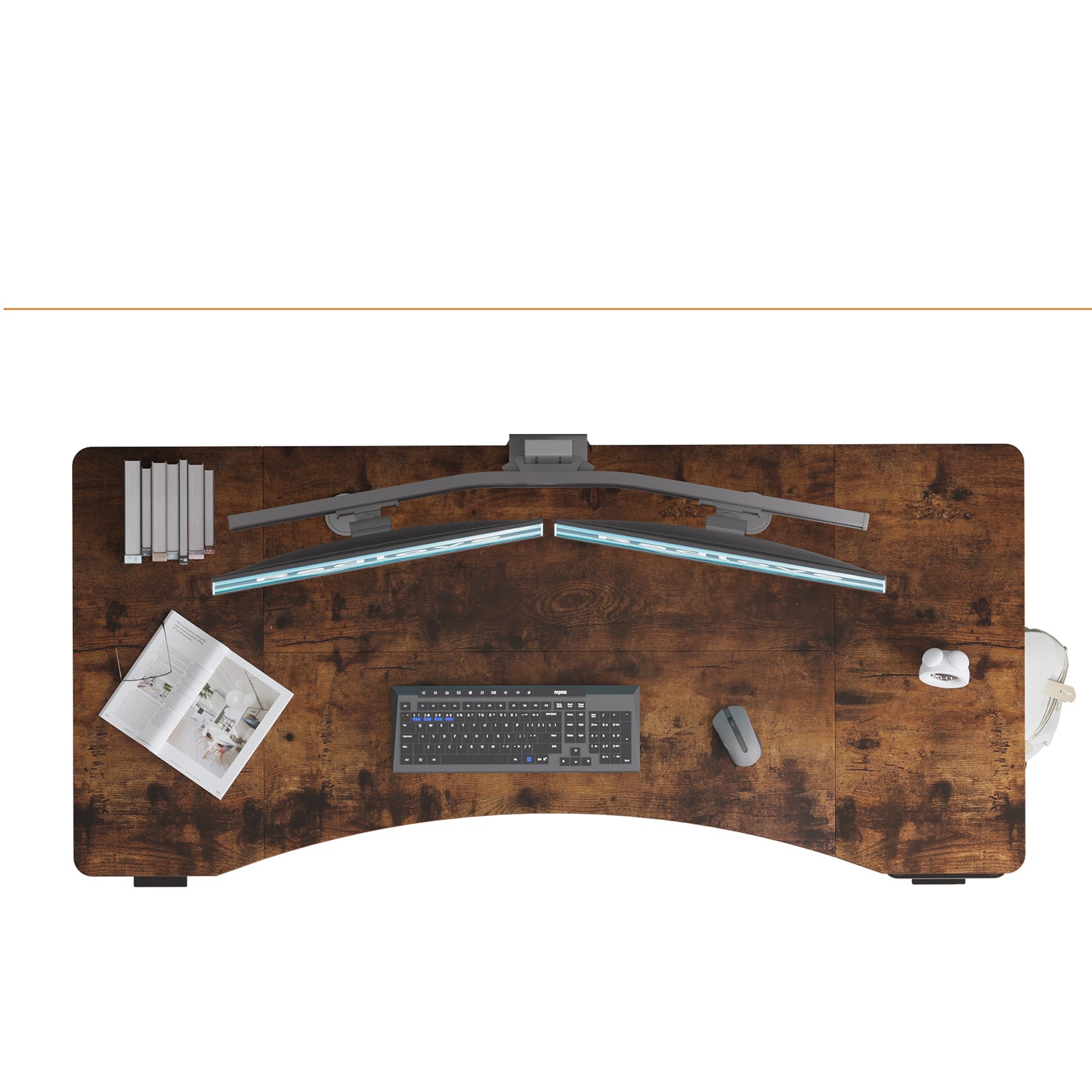 Arvo 63" Dual Motor Electric Standing Desk with Curved Desktop