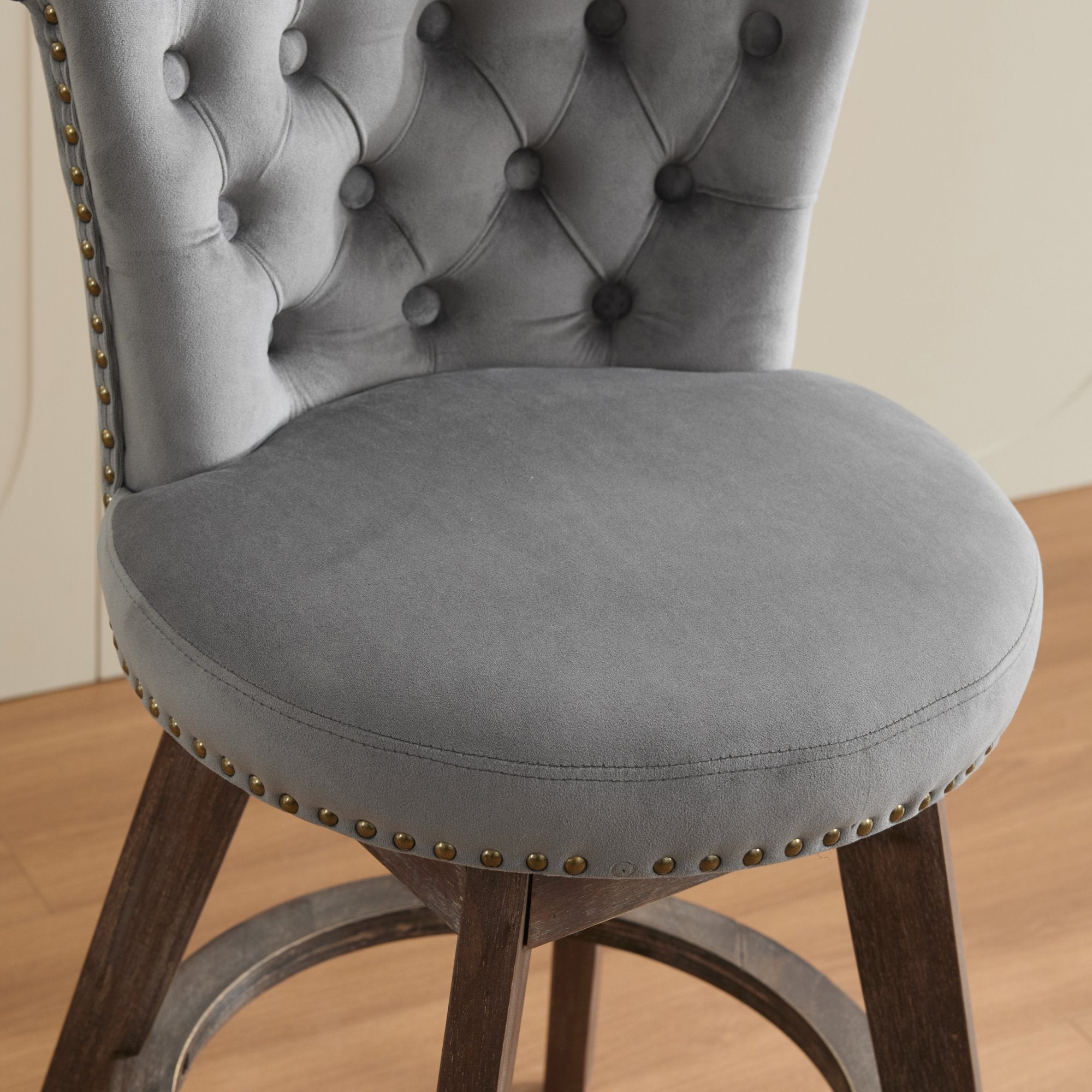 Barossa 26" Tufted Velvet Swivel Counter Height Bar Stool Set of 2 with Backrest