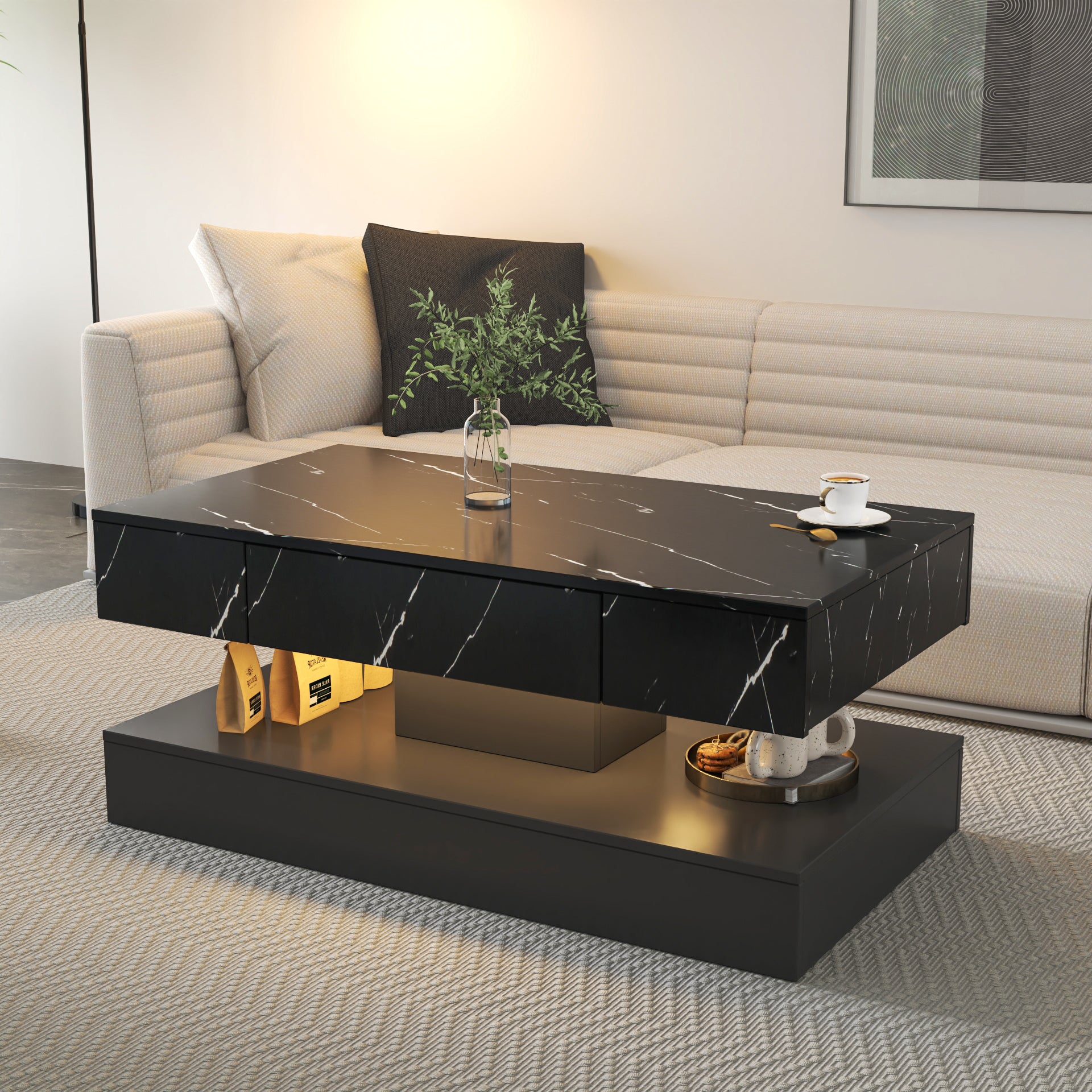 Zeon 16" Modern LED Coffee Table for Living Room