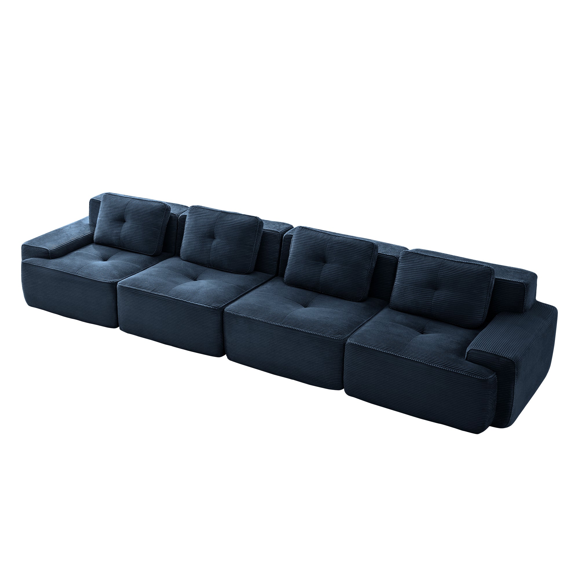 Racine 153" Modular Corduroy Fabric 4-Seater Sofa with Deep Seat
