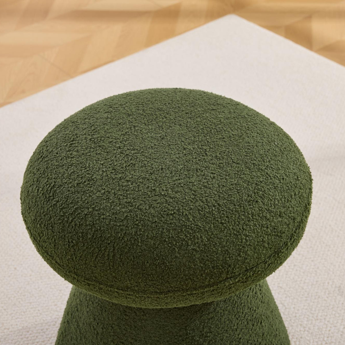Moraine 16" Teddy Fabric Mushroom Ottoman Stool