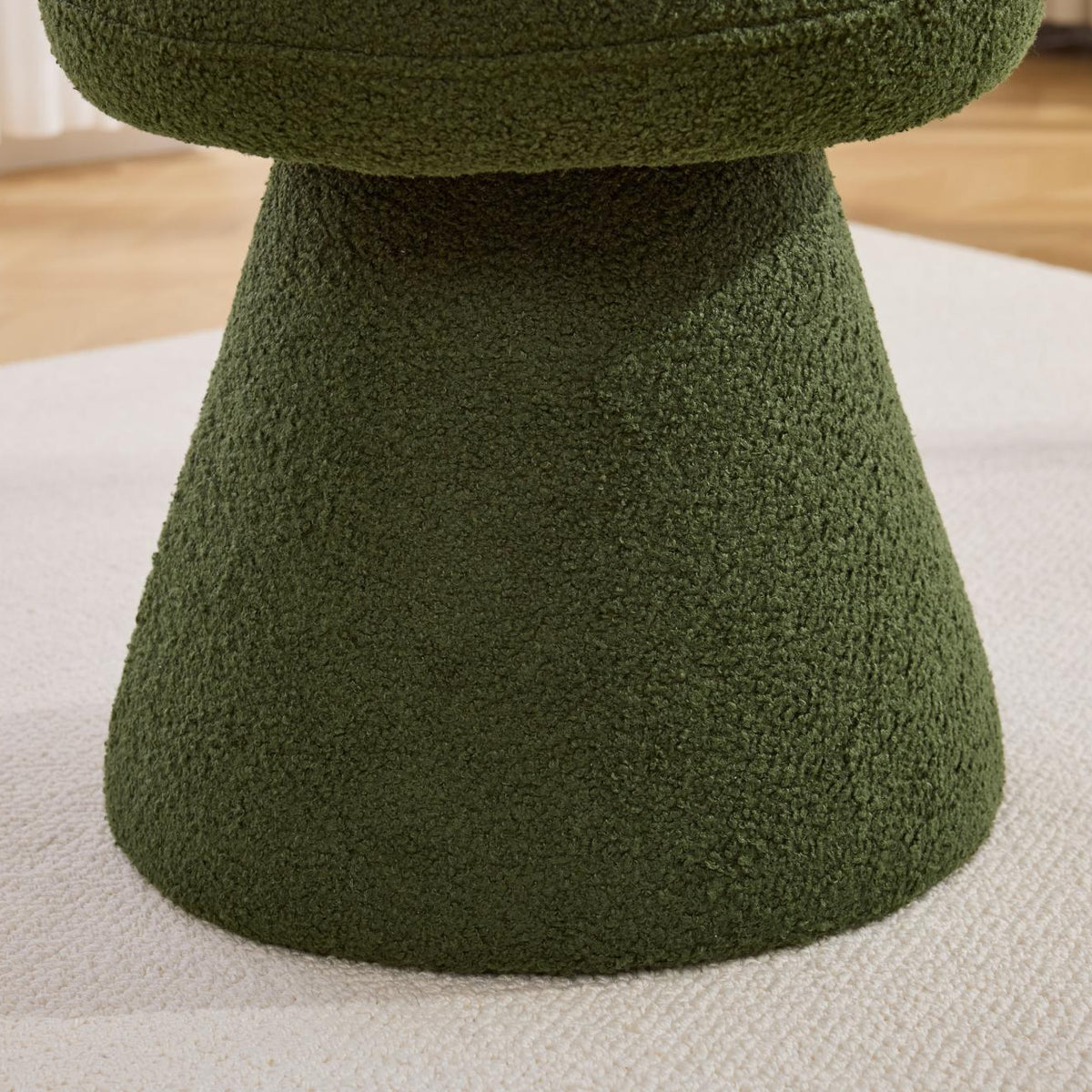 Moraine 16" Teddy Fabric Mushroom Ottoman Stool