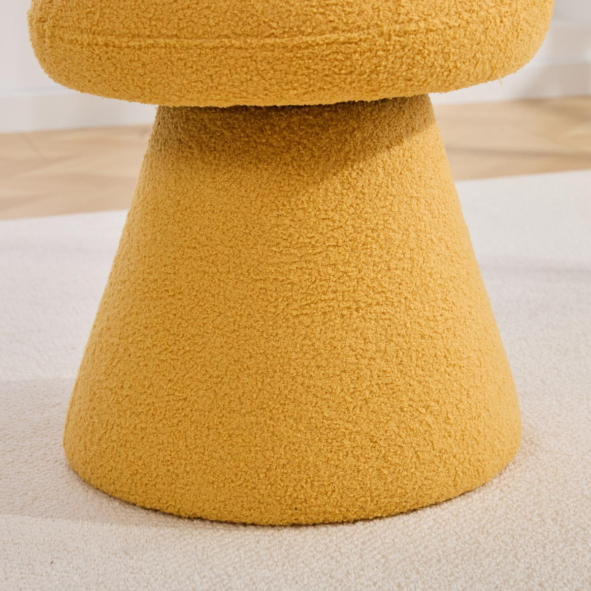 Moraine 16" Teddy Fabric Mushroom Ottoman Stool