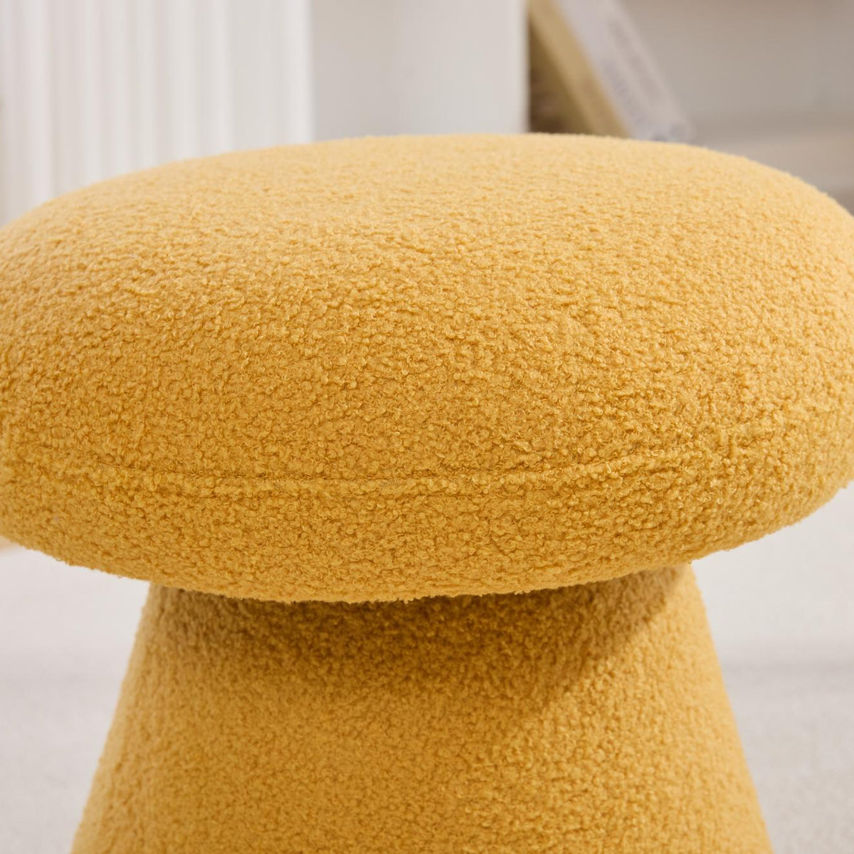 Moraine 16" Teddy Fabric Mushroom Ottoman Stool