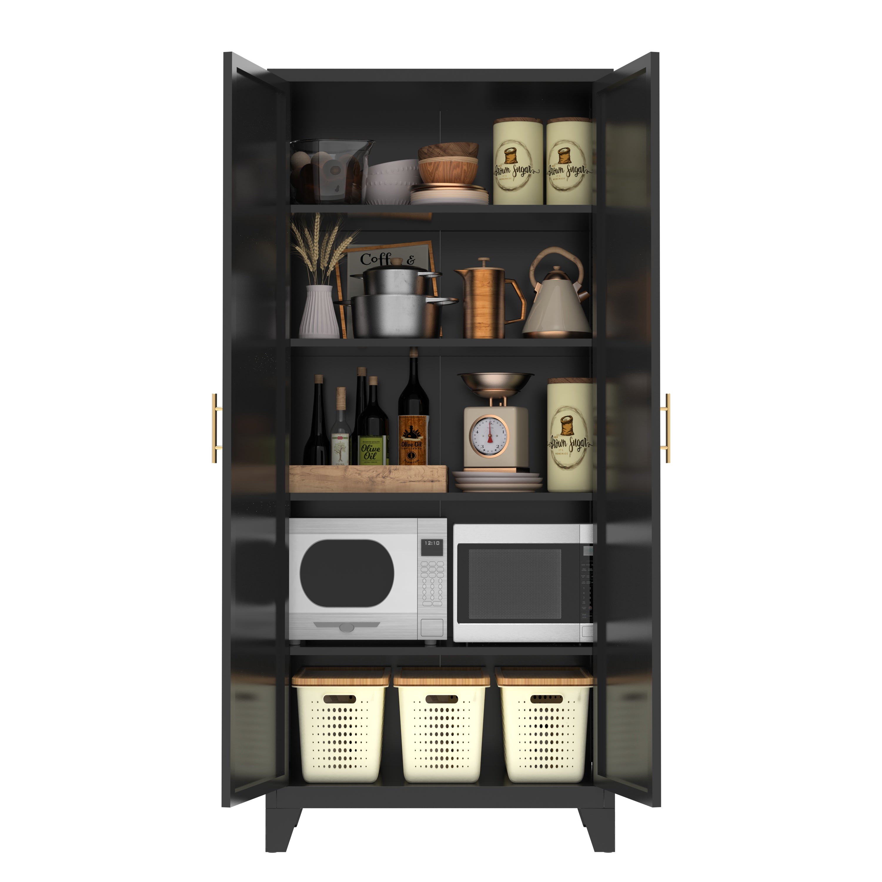 Elva 71" Storage Cabinet with Adjustable Shelves