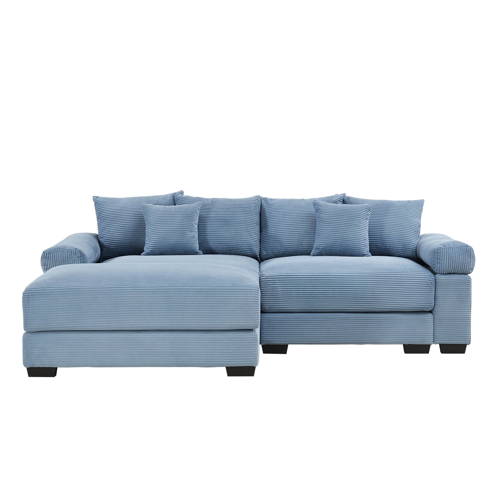 Albany 92" Modular Corduroy Cloud L-Shaped Sectional Sofa with Ottoman