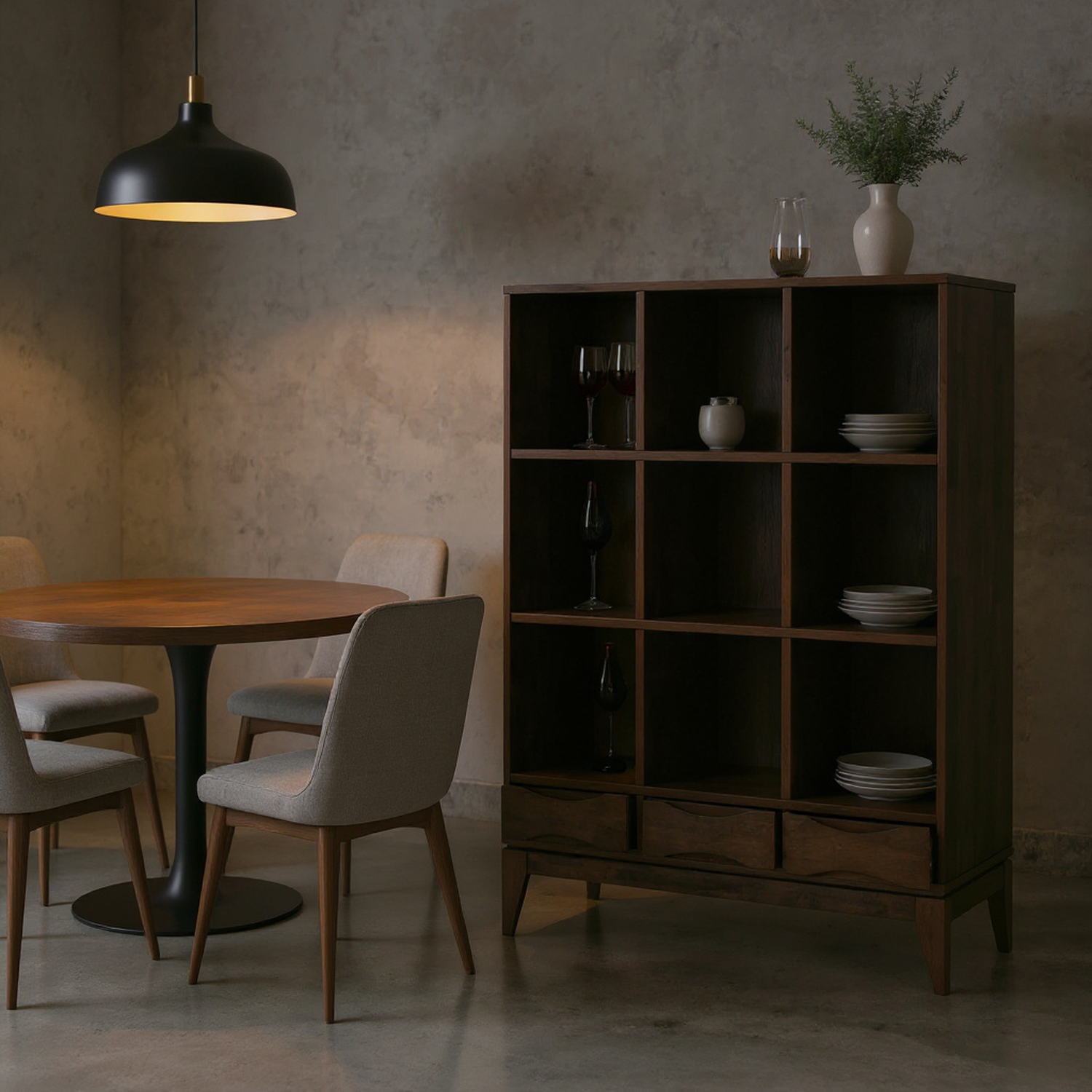 Cube Storage with Drawers - Walnut Brown