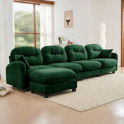 Roselyn 140" Modular Chenille Cloud L-Shaped Sectional Sofa with Ottoman and Tufted Cushion Backrest