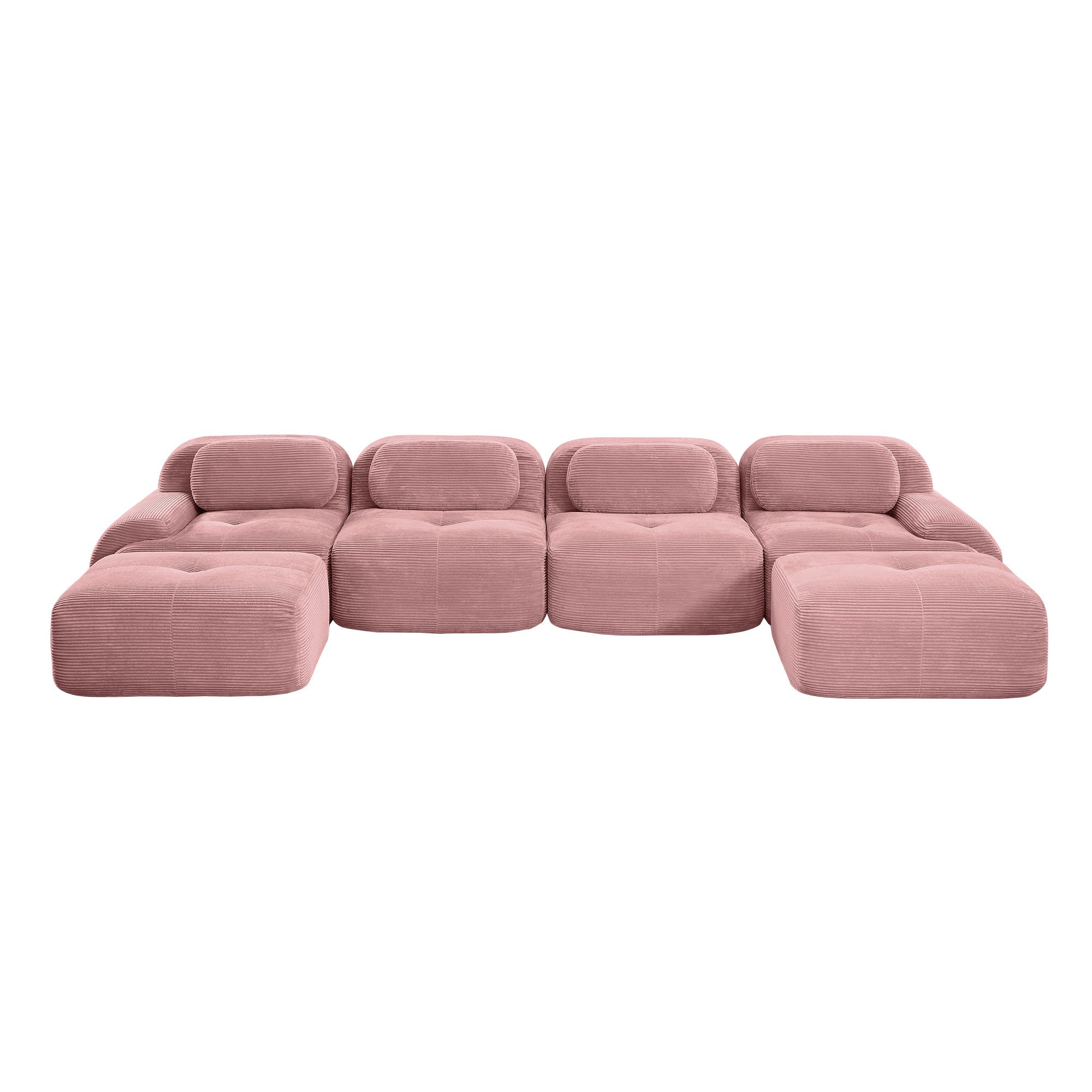 Anchorage 152" Modular Corduroy U-Shaped Sectional Sofa with Extra-Wide Armrests