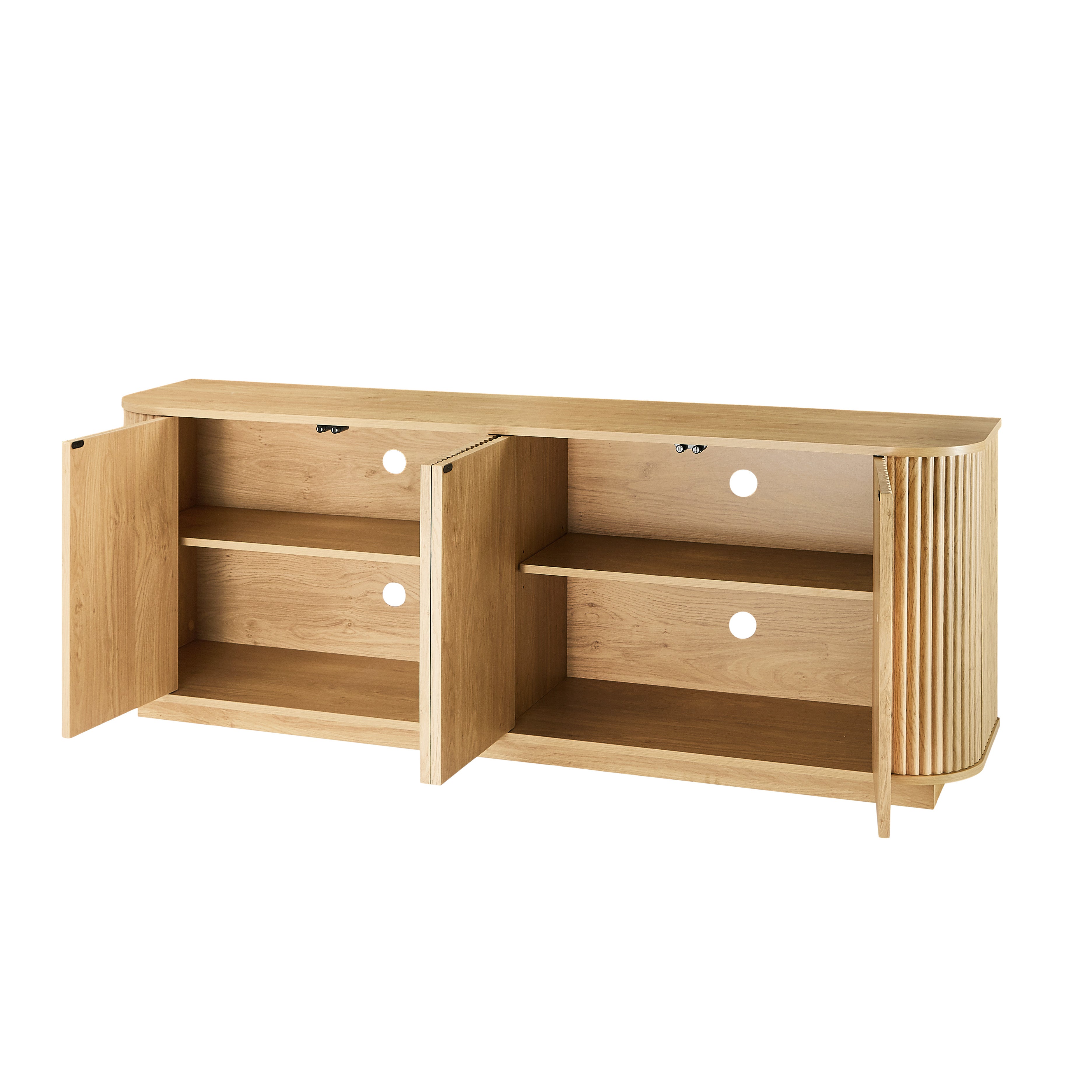 Kyoto 64” Sideboard TV Cabinet with Fluted Doors and Drawers