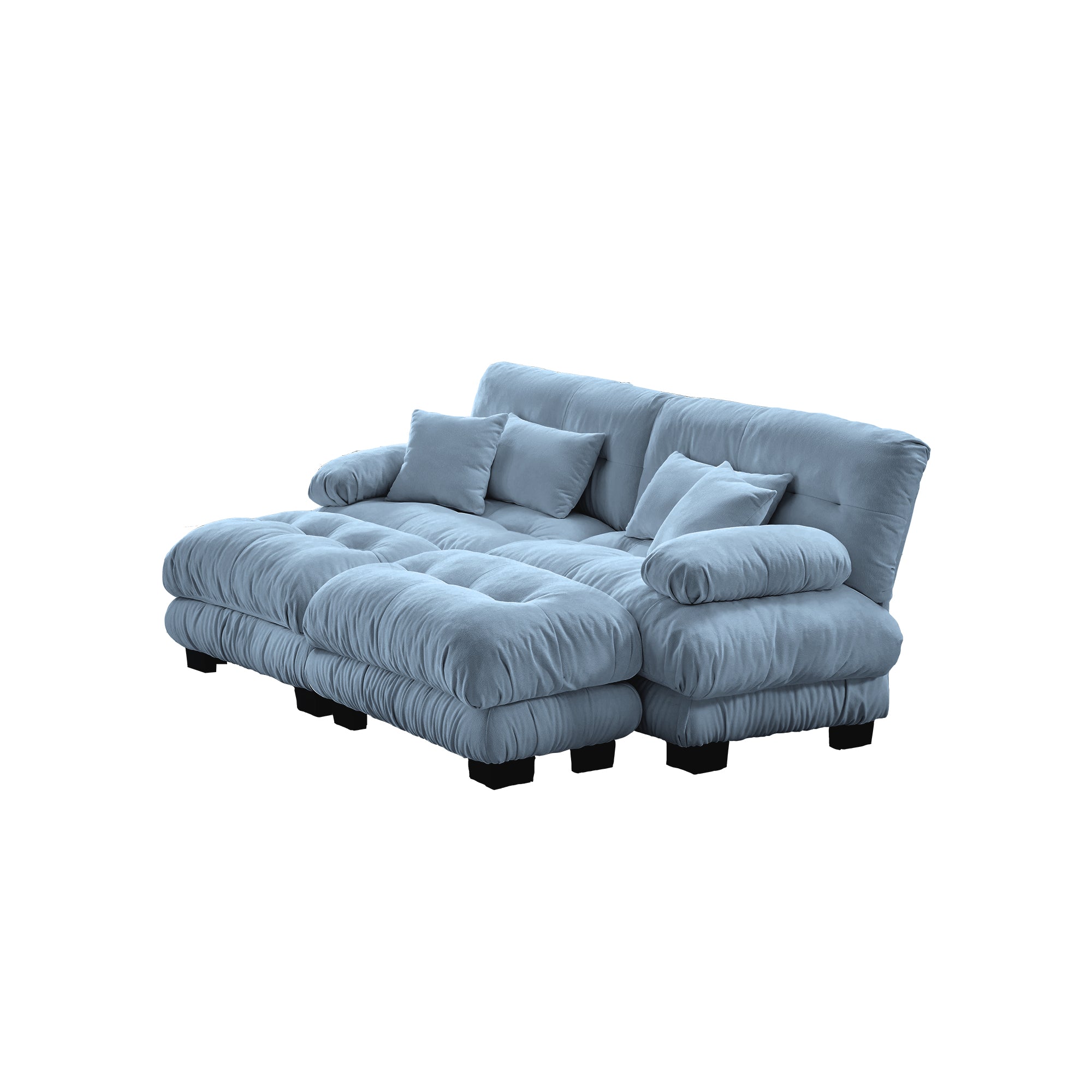 Monterey 94" Modular Chenille Cloud Sofa with 2 Ottomans and Bolstered Armrests