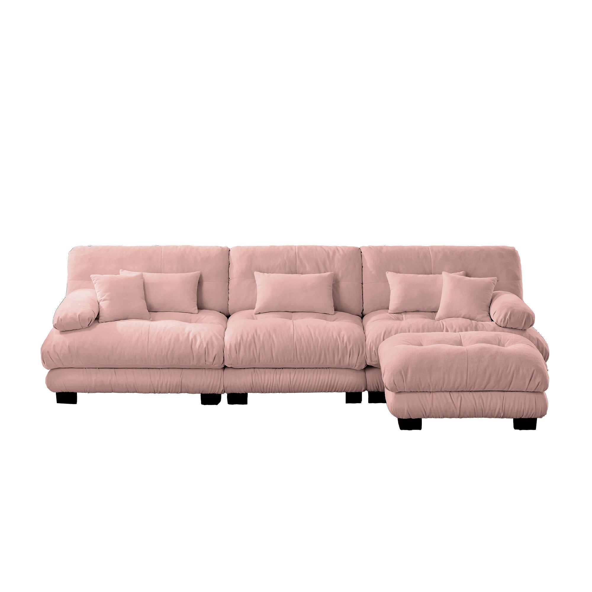 Monterey 134" Modular Chenille Cloud L-Shaped Sectional Sofa with Convertible Ottoman
