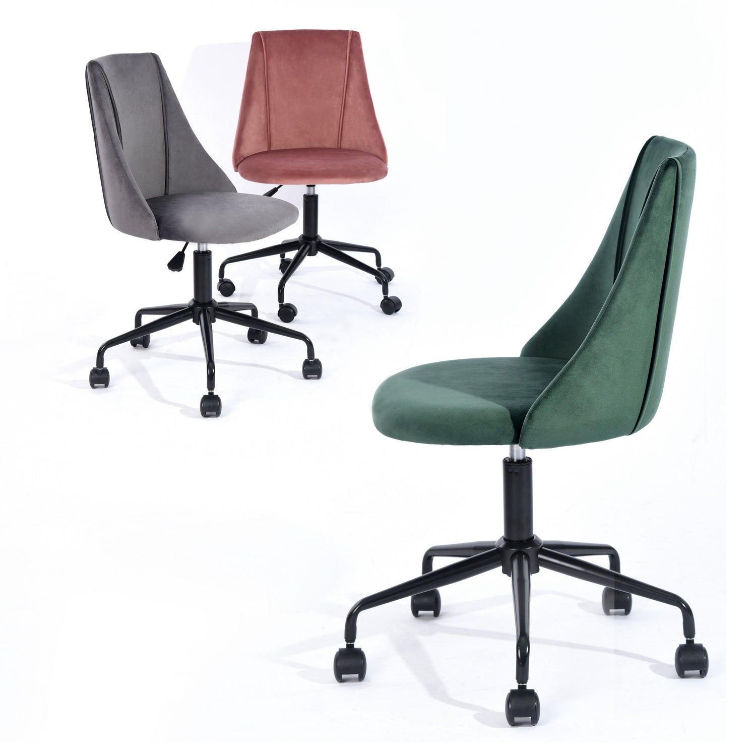 Homy Casa CIAN GREY Velvet Office Chair with Adjustable Gas Lift and Steel Frame, Open Box