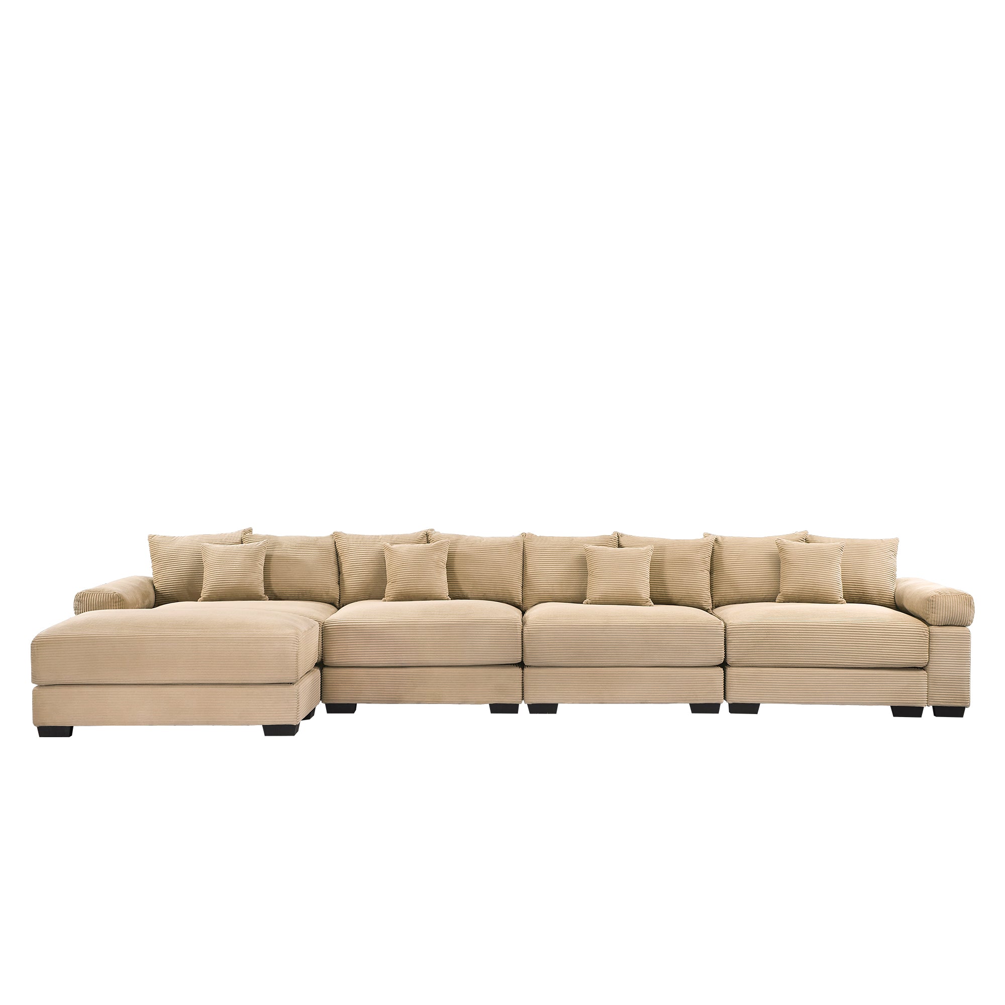 Albany 168" Modular Corduroy Oversized Cloud L-Shaped Sectional Sofa with Ottoman