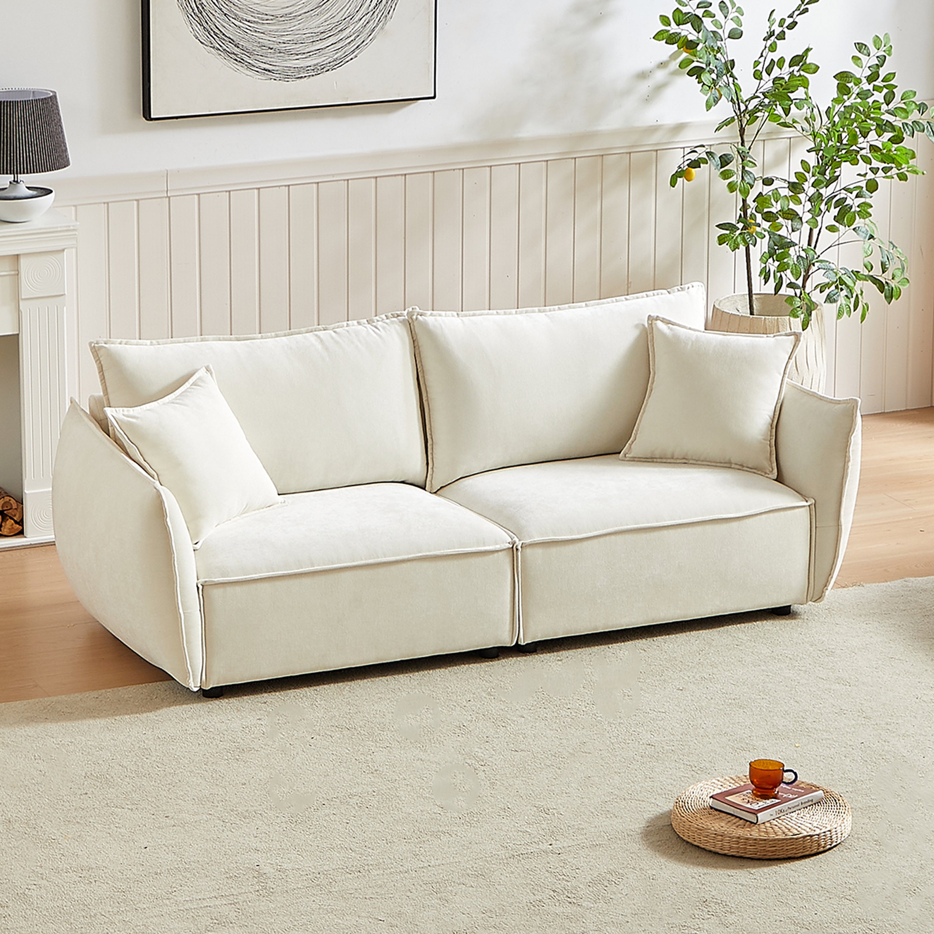 Phoenix 88" 3-Seater Linen Fabric Sofa