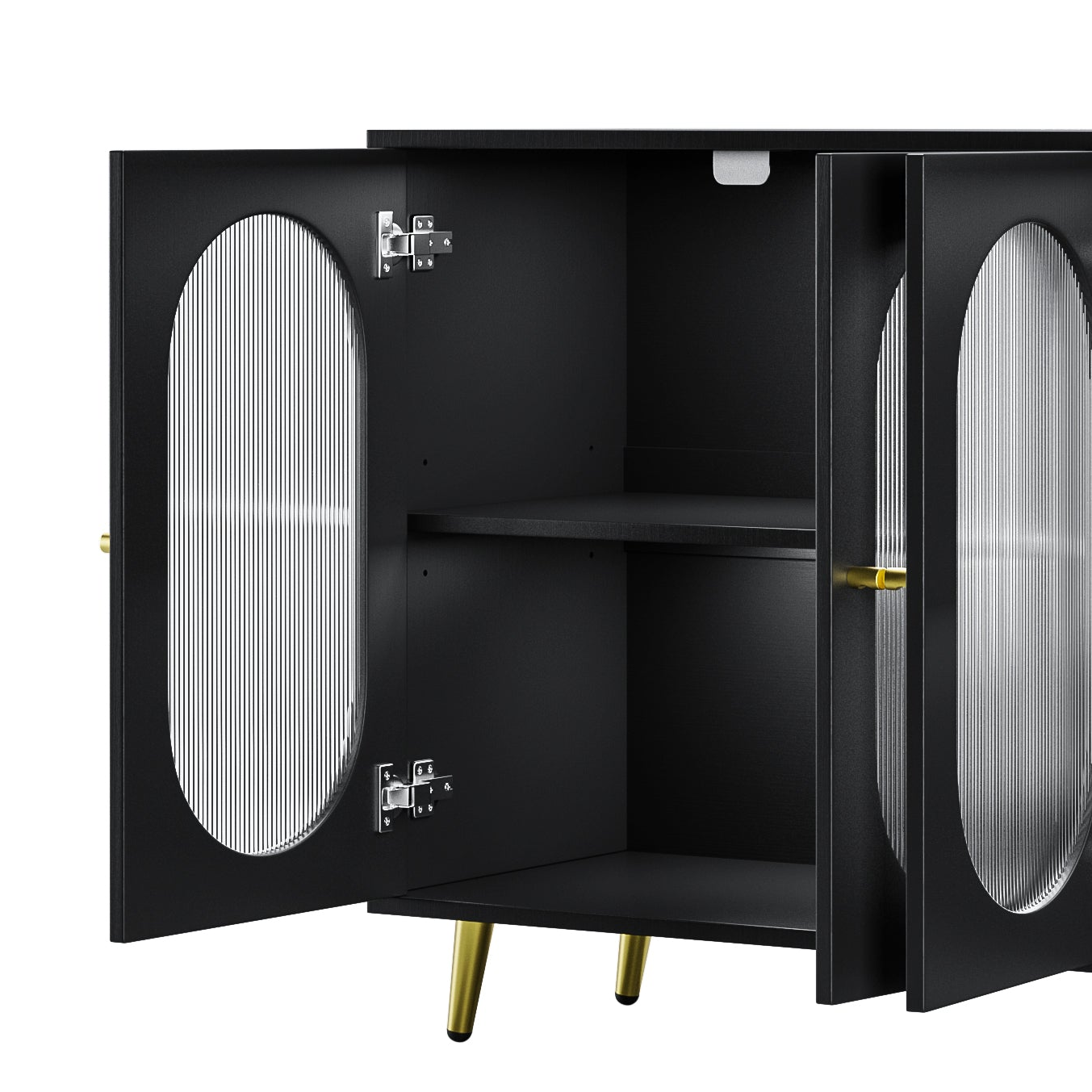 Poitiers 60" Modern Accent Sideboard with Metal Legs and Translucent Doors