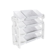 Multi-functional Kids Toy Storage Organizer Cabinet with HDPE Shelf and 12 Bins, Grey White, 33.07 x 14.17 x 33.86 inches