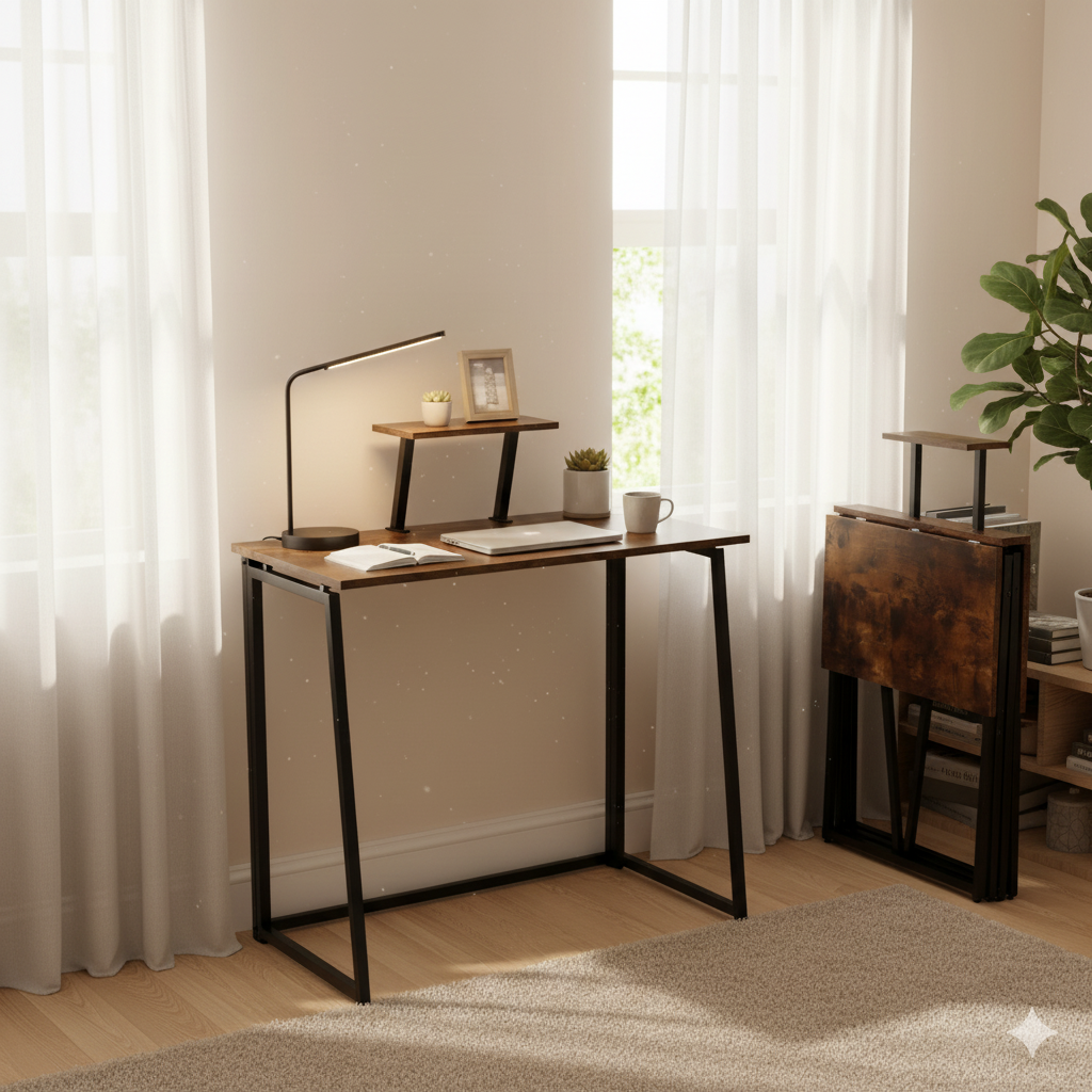 Homy Casa Ascott 31.4“ Folding Desk Computer Table Vintage, Brown