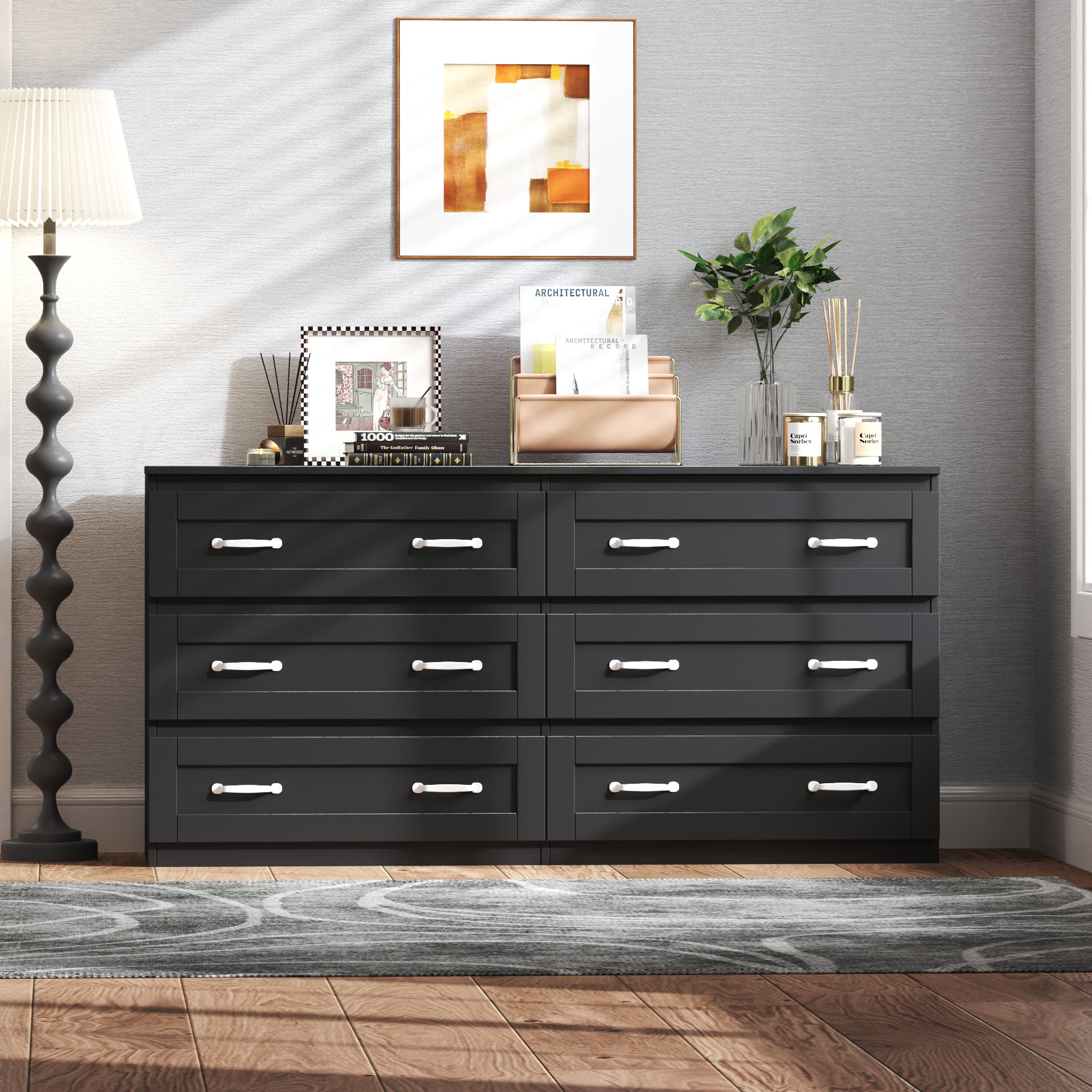 Obsidian 6-Drawer Storage Cabinet, Black