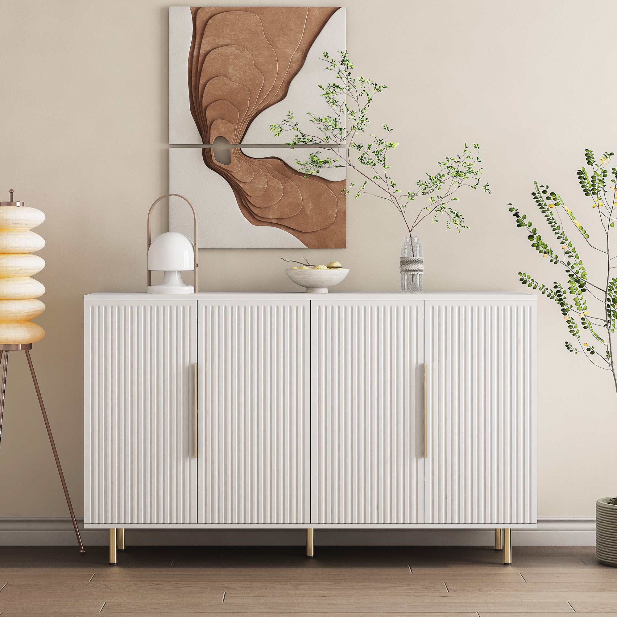 Jaipur 56" 4-Door Sideboard with Gold Handles