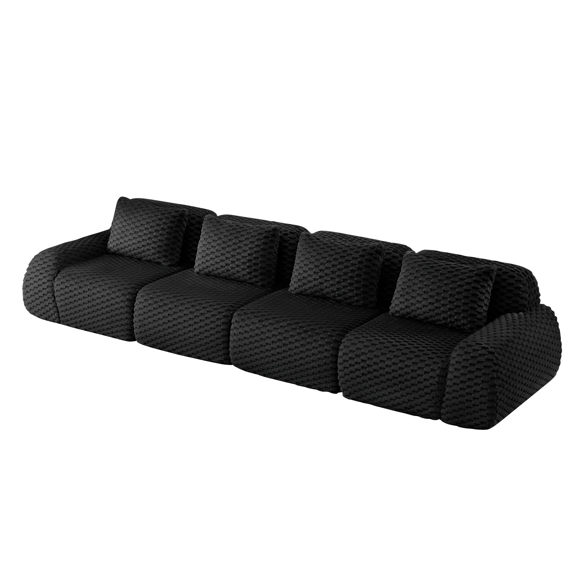 Olathe 146" Modular Flannelette Fabric 4-Seater Sofa with Deep Seat