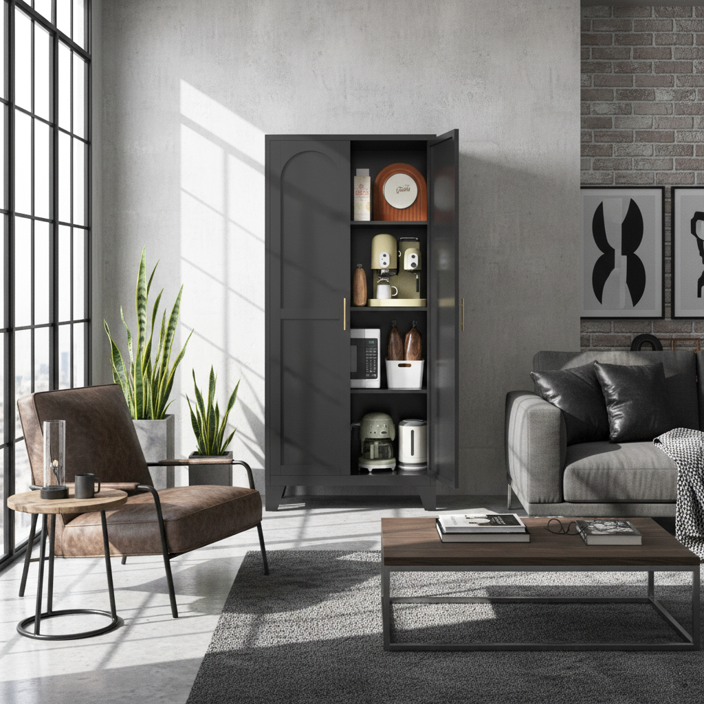 Elva 71" Storage Cabinet with Adjustable Shelves