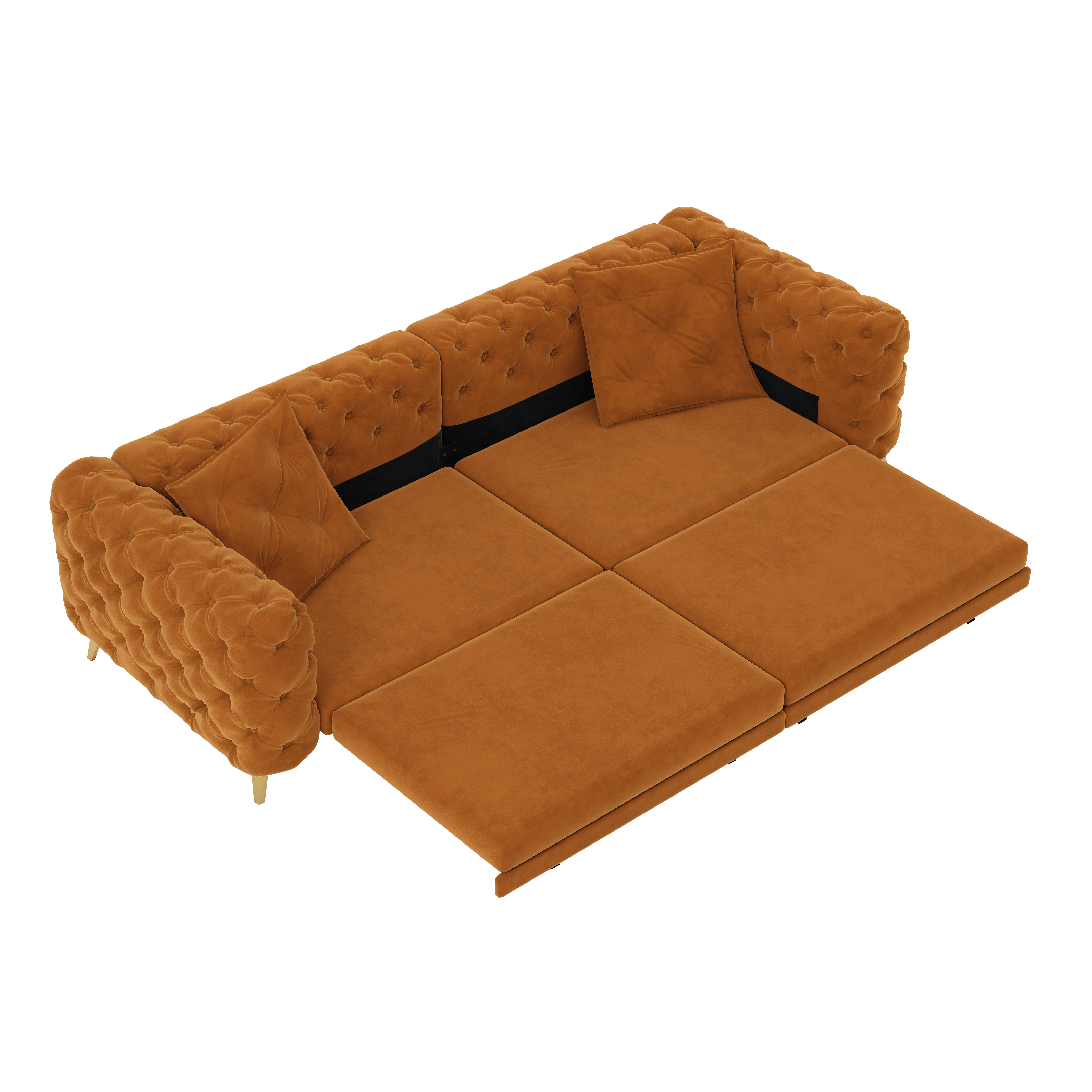 Allentown 98" Velvet Button Tufted 4-Seater Sleeper Sofa Bed with Movable Ottoman