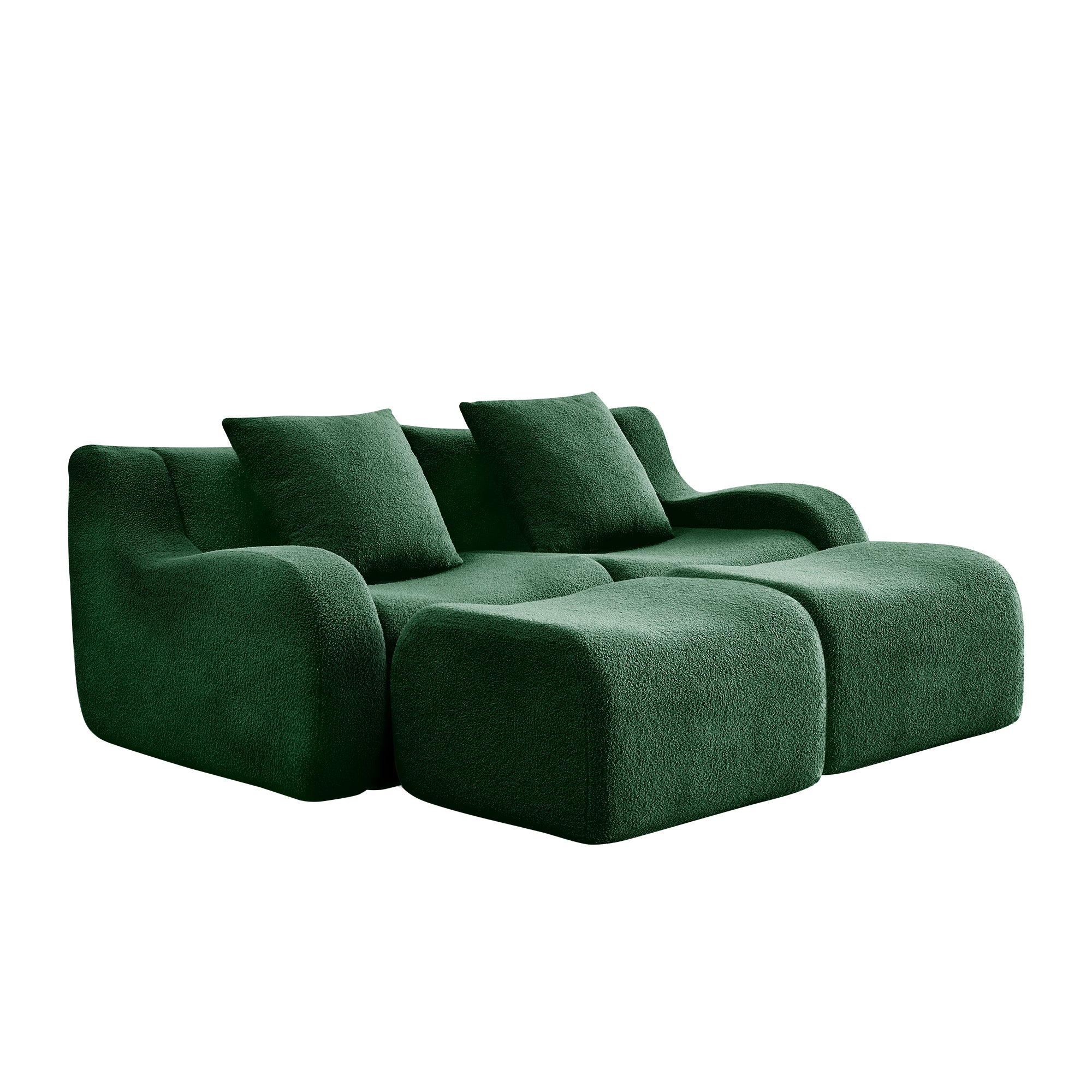 Chico 83" Modular Soft Teddy Fabric Loveseat Sofa with Curved Armrests