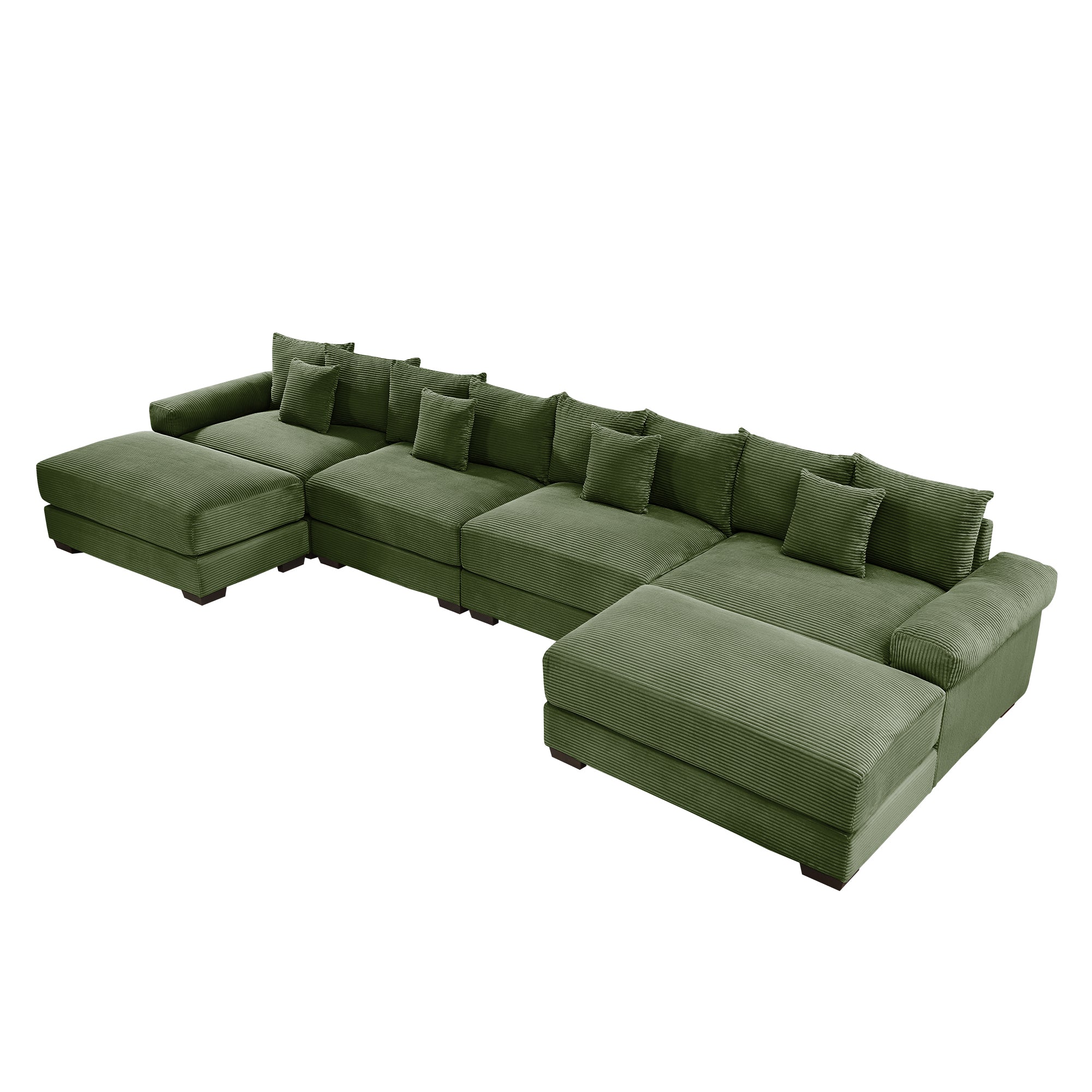 Albany 168" Modular Corduroy Cloud U-Shaped Sectional Sofa with Ottomans