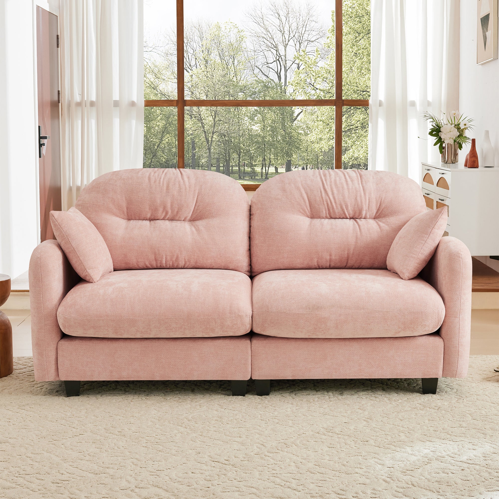 Roselyn 74" Modular Chenille Cloud Loveseat Sofa with Tufted Cushion Backrest