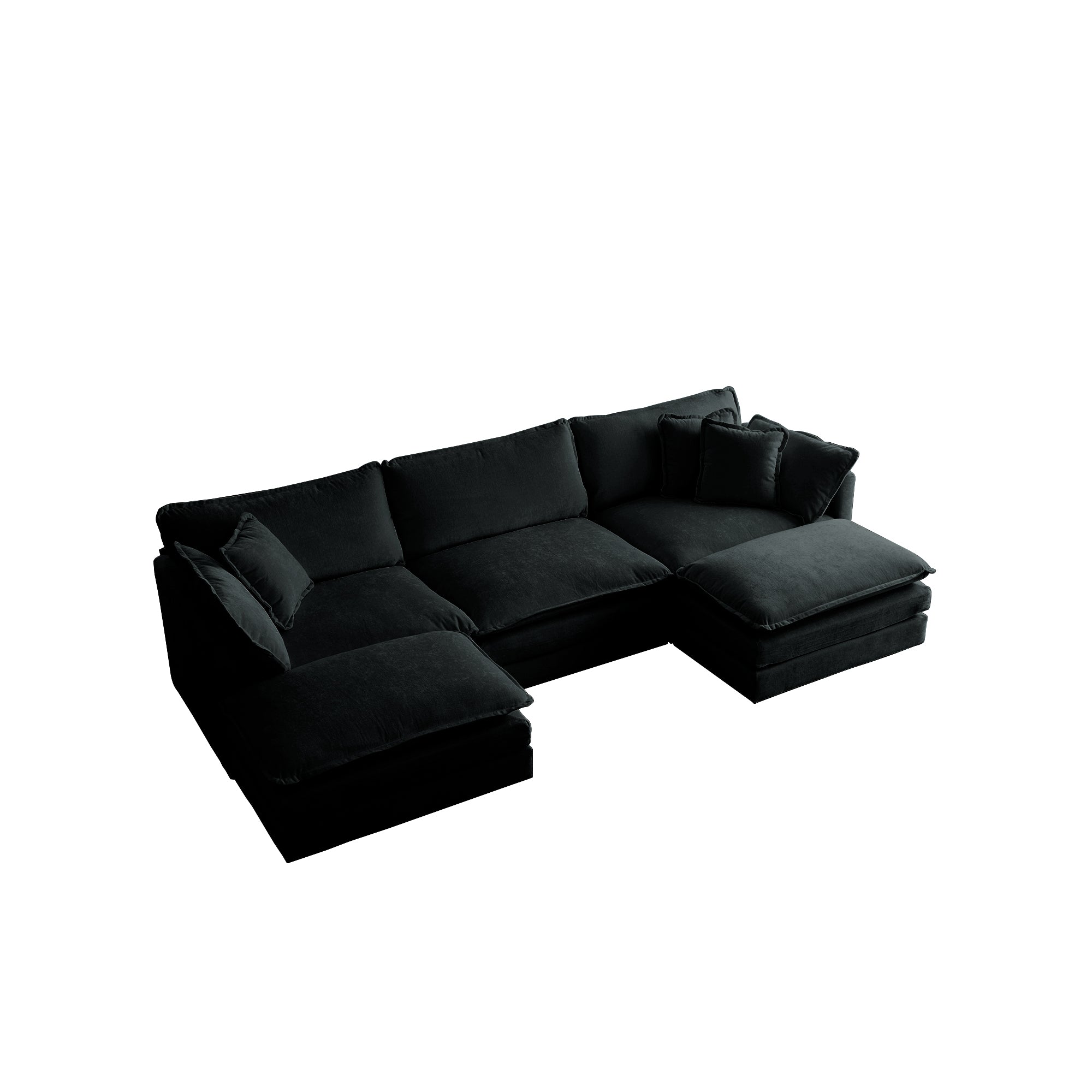 Fremont 112" Modular Chenille Upholstered U-Shaped Sectional Sofa with Ottomans