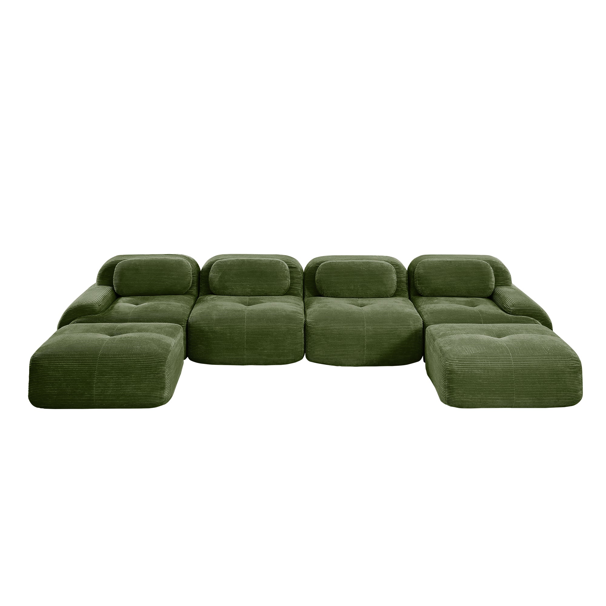 Anchorage 152" Modular Corduroy U-Shaped Sectional Sofa with Extra-Wide Armrests