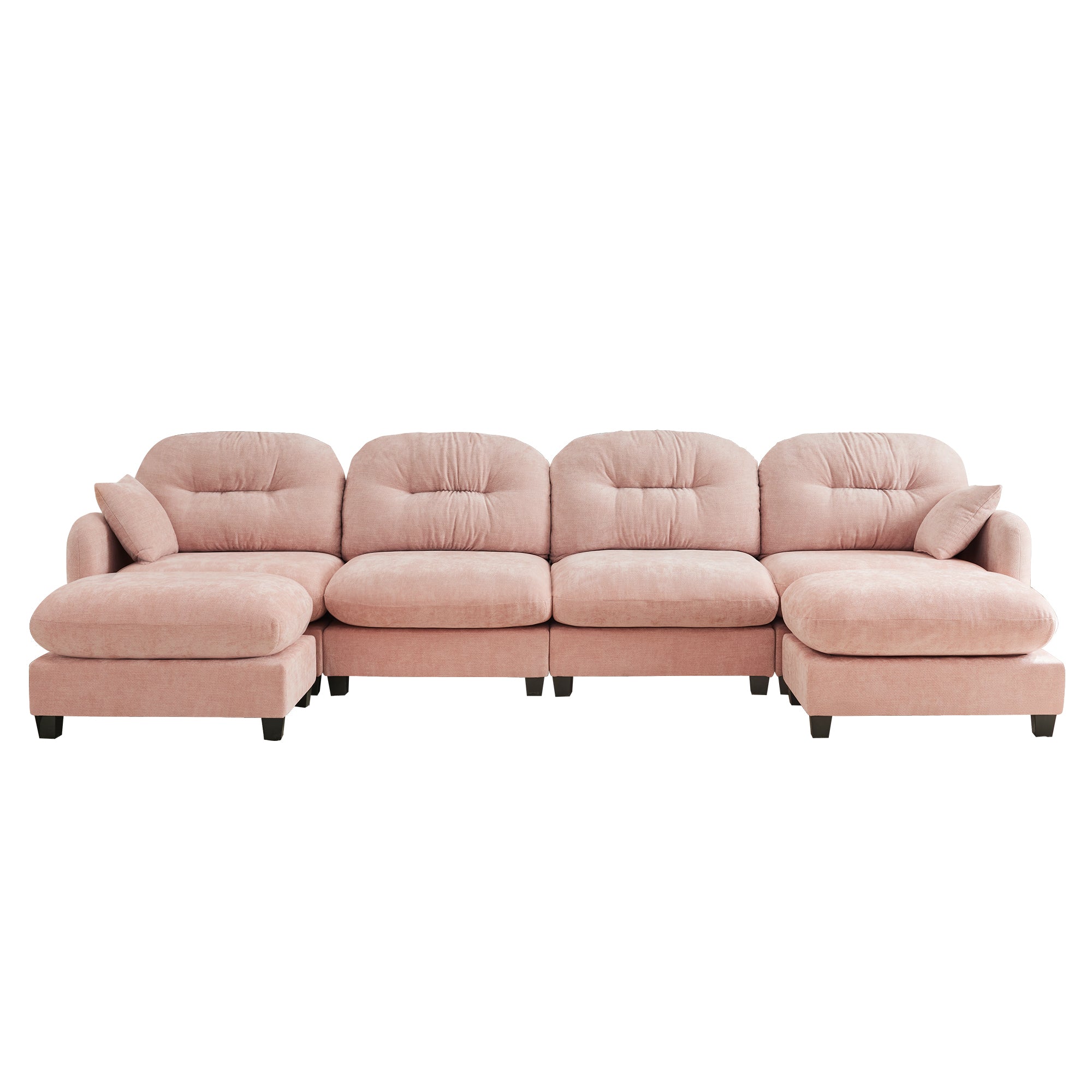Roselyn 140" Modular Chenille U-Shaped Sectional Sofa with Ottoman and Tufted Cushion Backrest