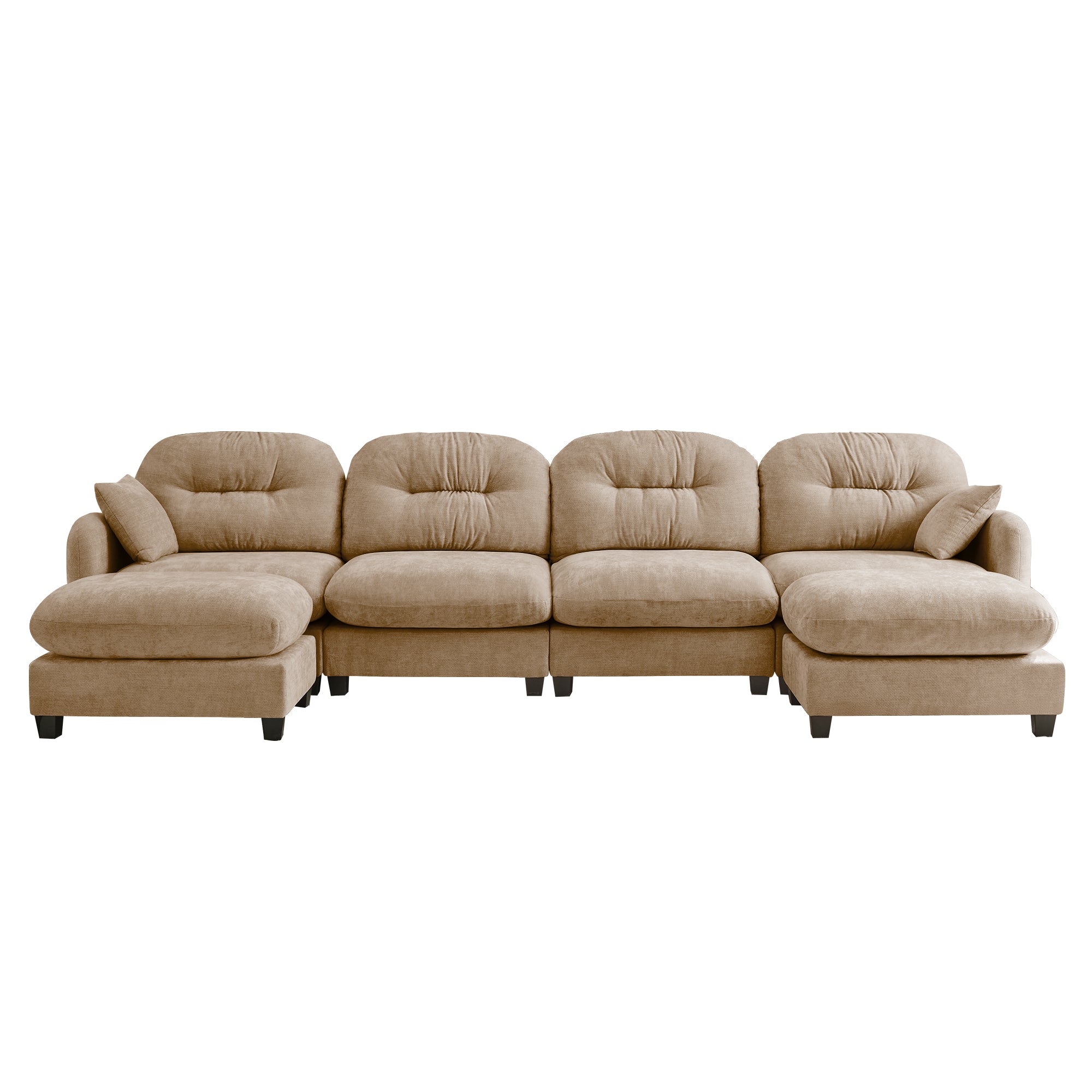 Roselyn 140" Modular Chenille U-Shaped Sectional Sofa with Ottoman and Tufted Cushion Backrest