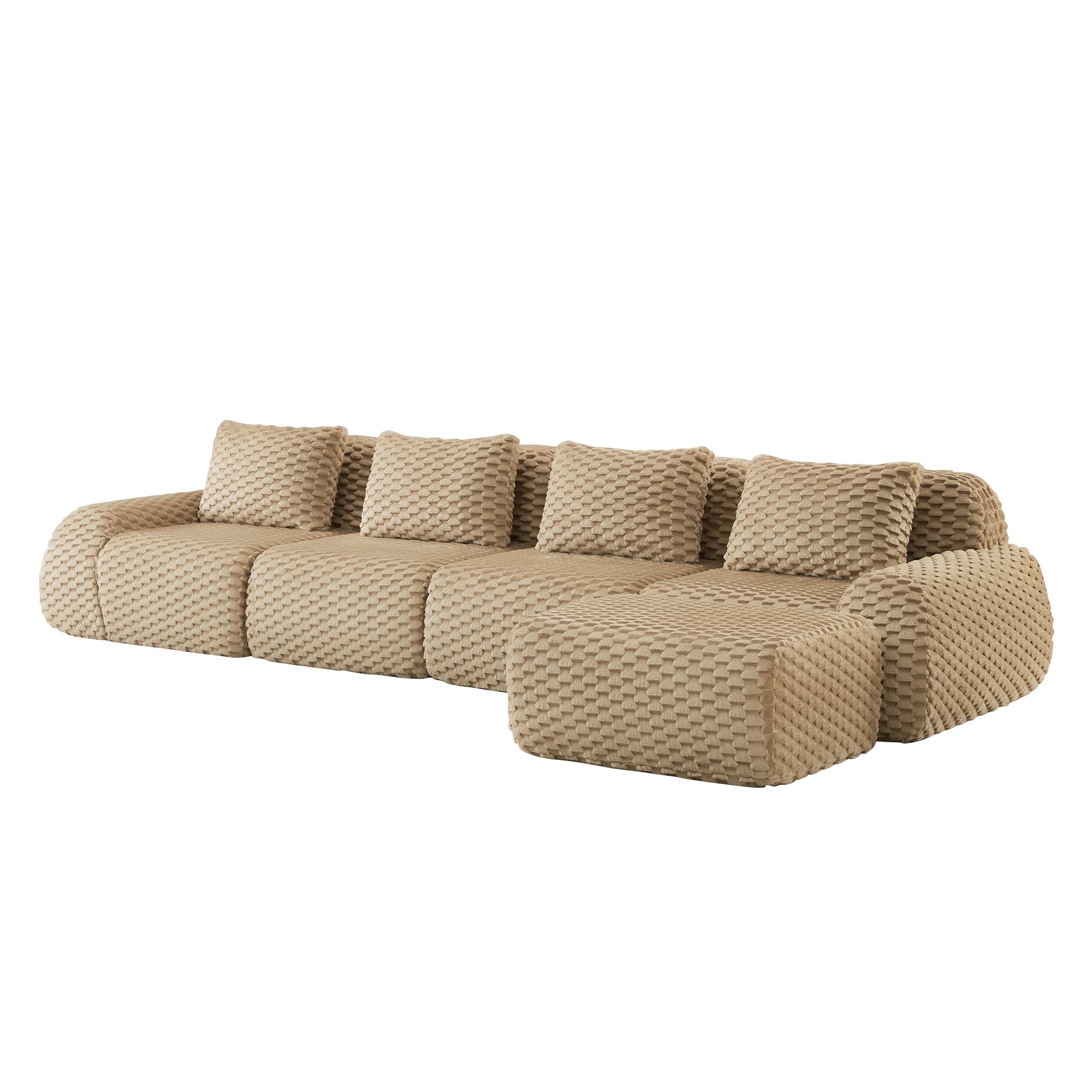 Olathe 146" Modular Flannelette Fabric L-Shaped Sectional Sofa with Movable Ottoman