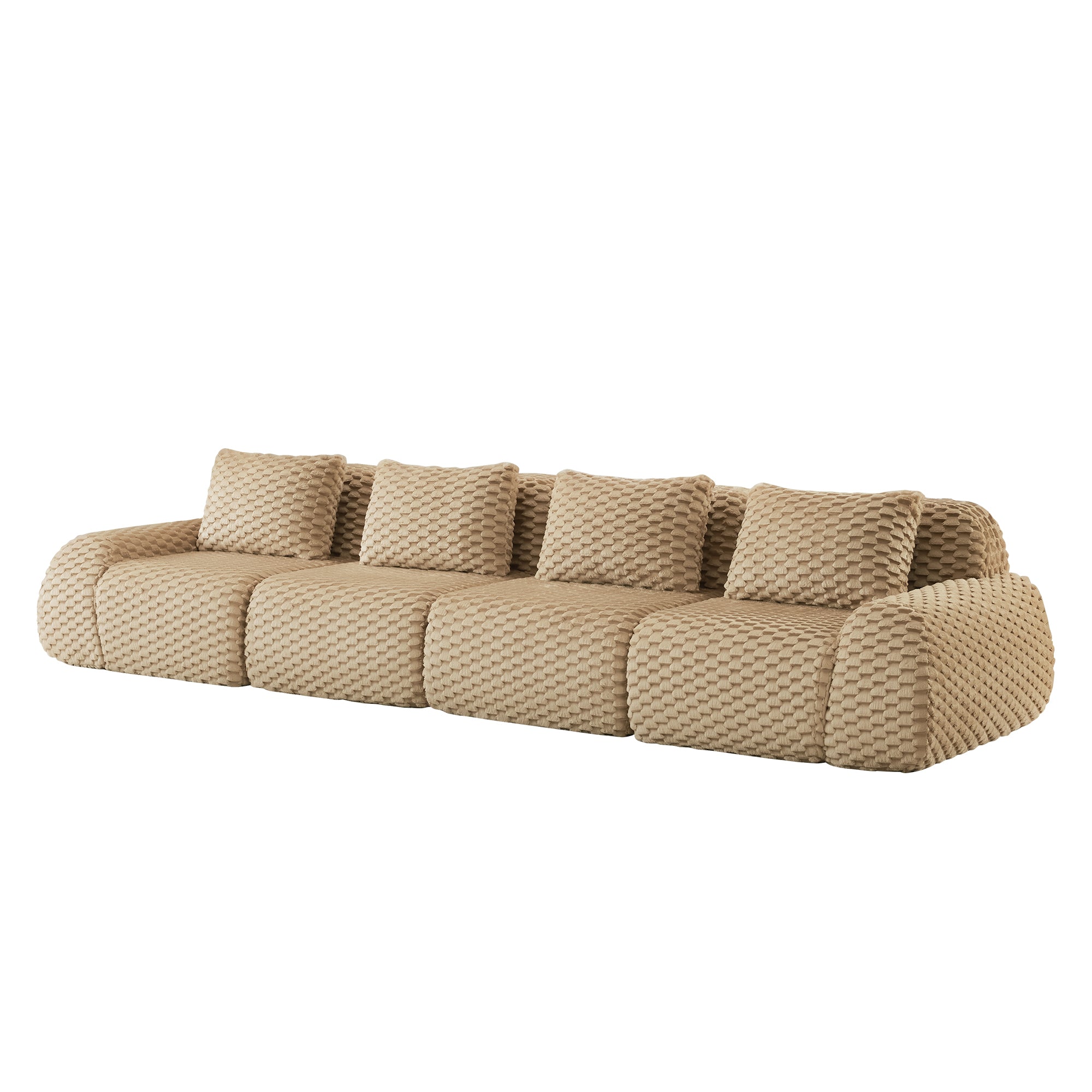 Olathe 146" Modular Flannelette Fabric 4-Seater Sofa with Deep Seat