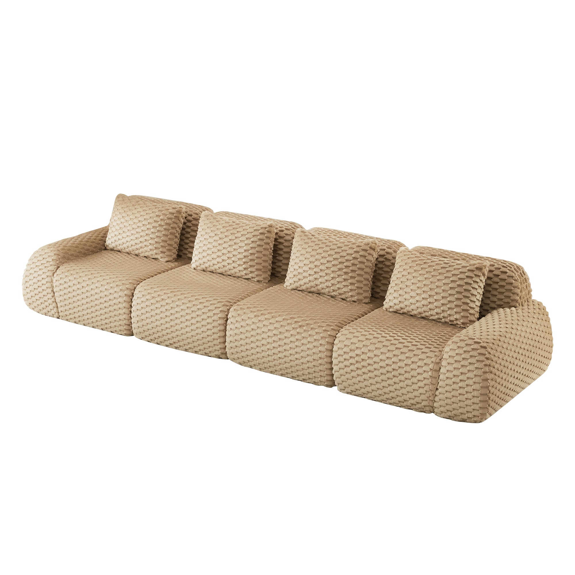 Olathe 146" Modular Flannelette Fabric 4-Seater Sofa with Deep Seat