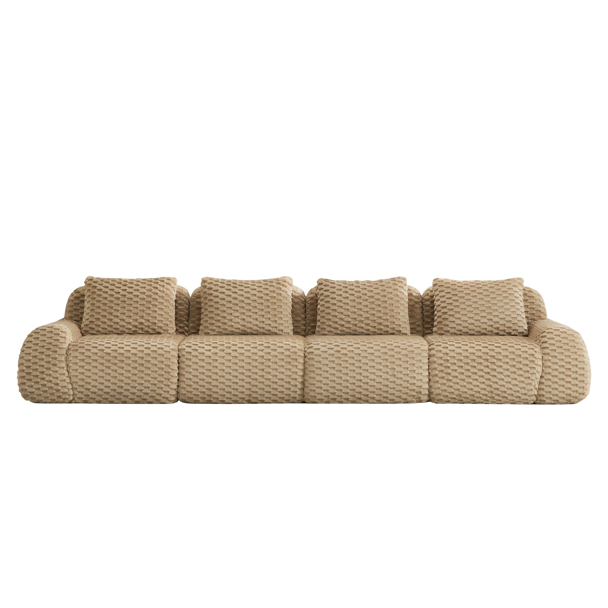 Olathe 146" Modular Flannelette Fabric 4-Seater Sofa with Deep Seat