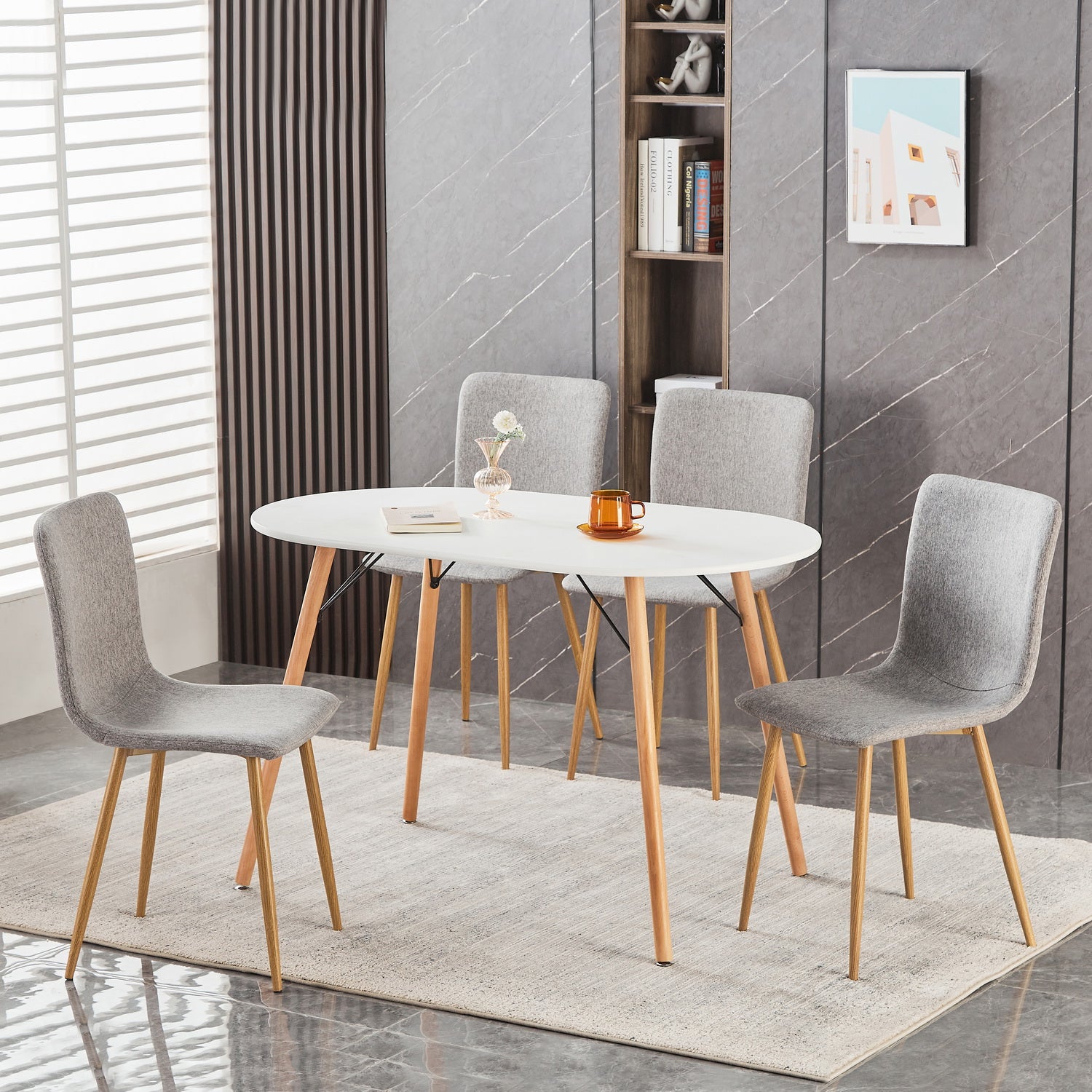 Scargill Modern Upholstered Dining Chairs with Oak Wood-Tone Legs Set of 4