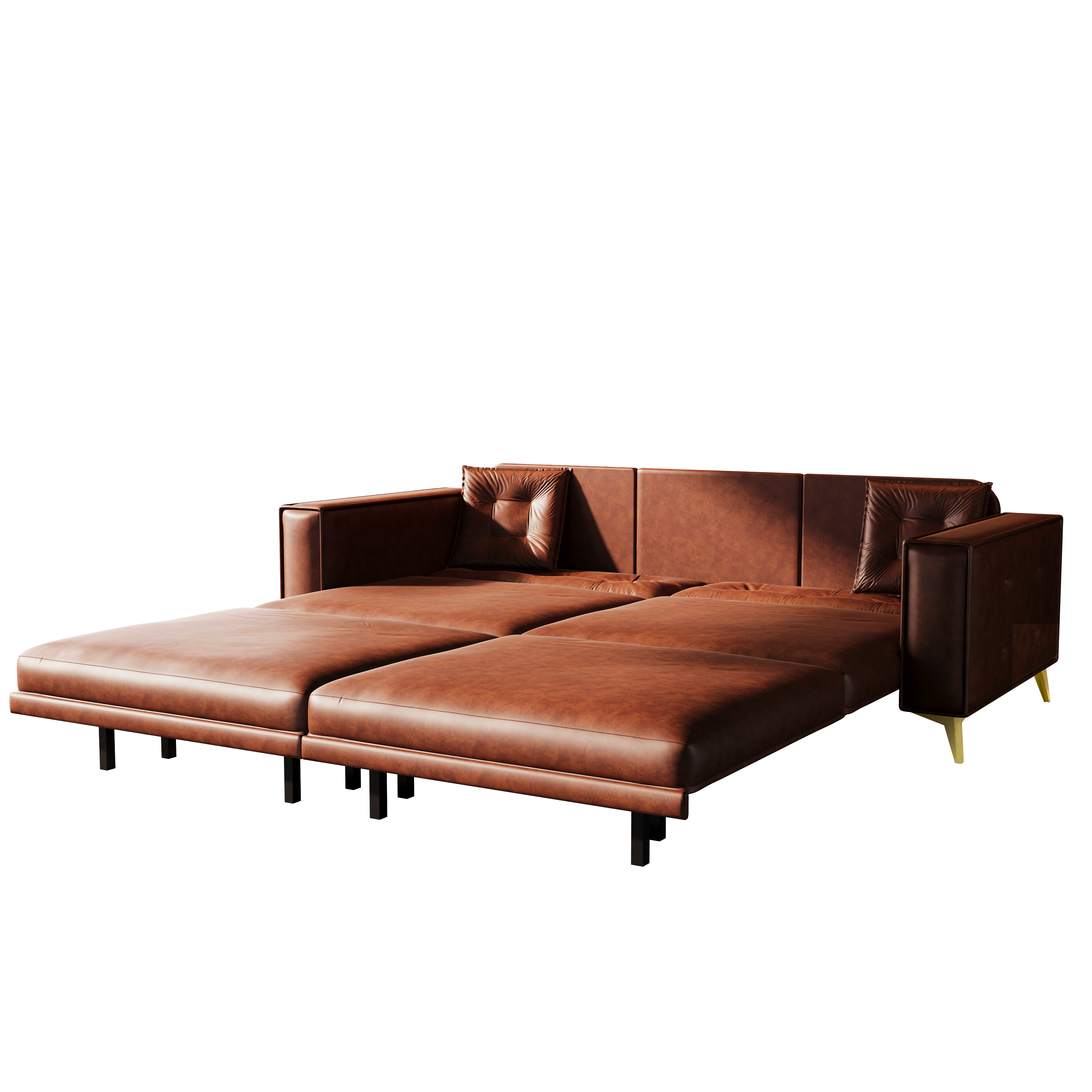 Lexington 92" Faux Leather 4-Seater Sleeper Sofa Bed with Ultra Wide Armrests and Pillows