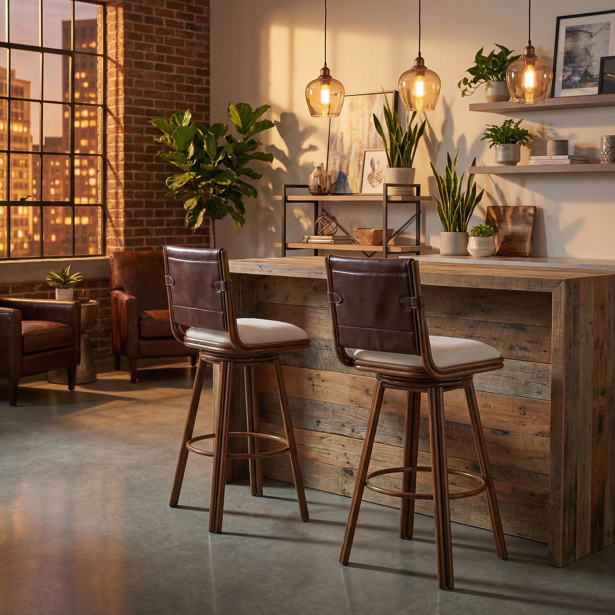 Sonoma 29" Swivel Counter Height PU Leather Upholstered Bar Stools Set of 2