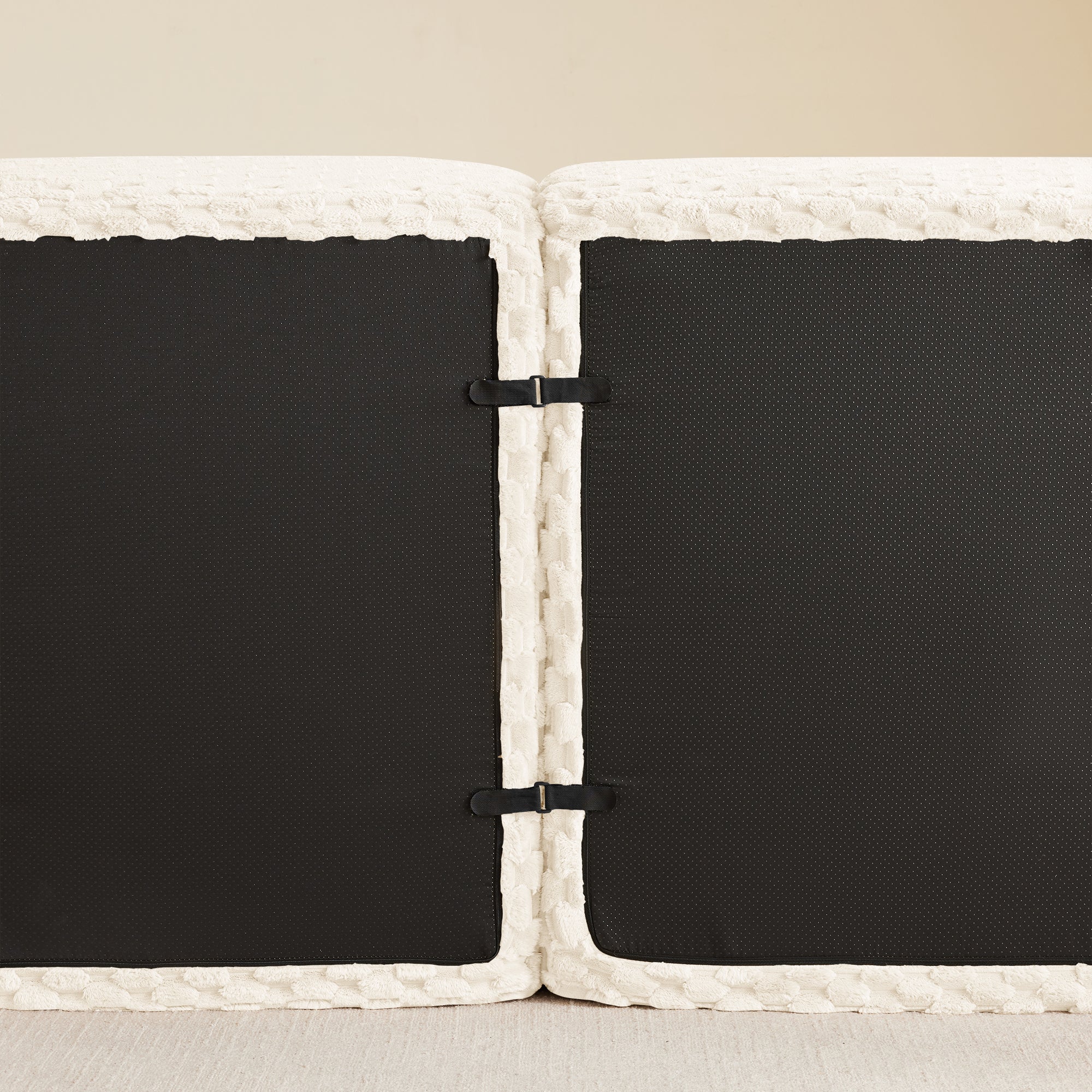 Olathe 114" Modular Flannelette Fabric L-Shaped Sectional Sofa with Movable Ottoman