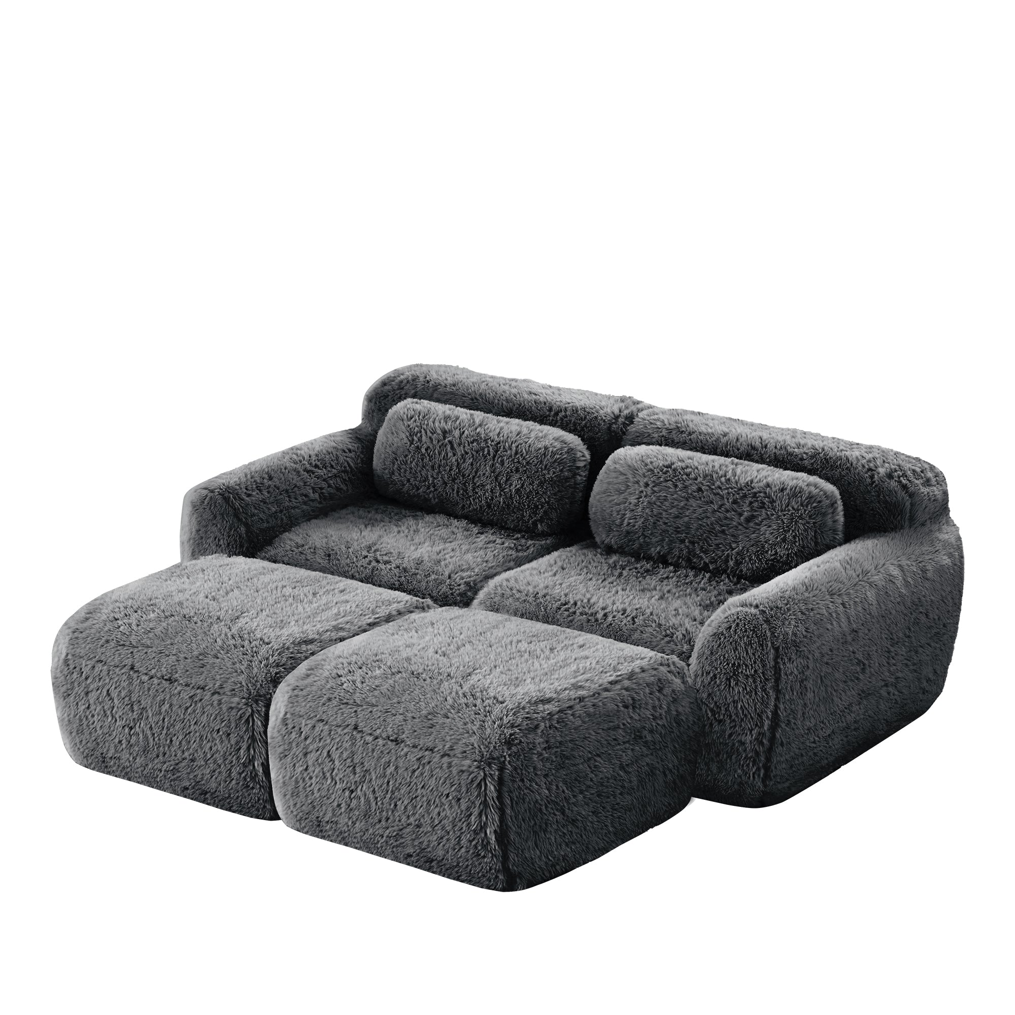 Durham 80" Modular Plush Cloud Loveseat with 2 Ottomans