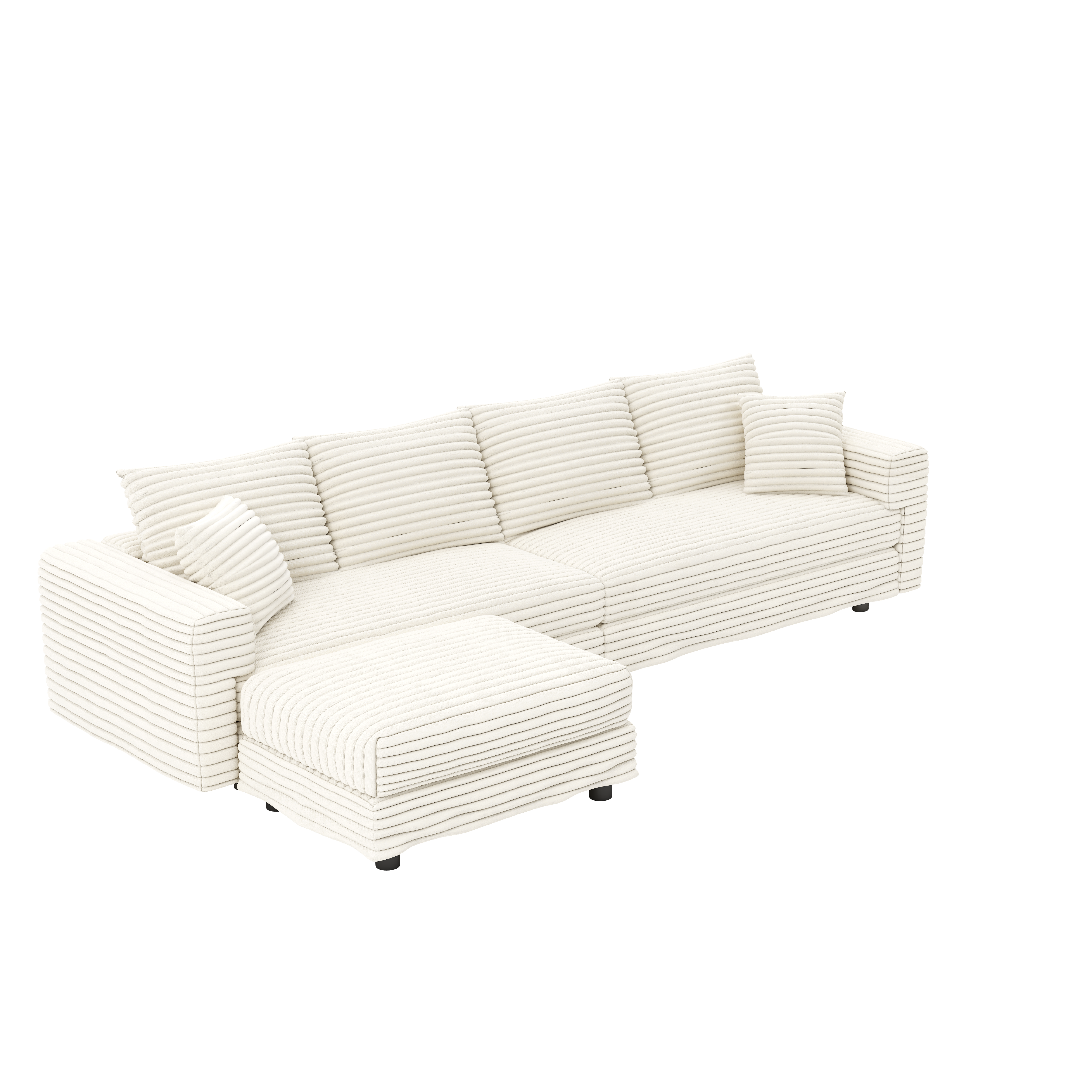 Norwalk 102" Modular Plush Corduroy U-Shaped Sectional Sofa with 2 Movable Ottomans